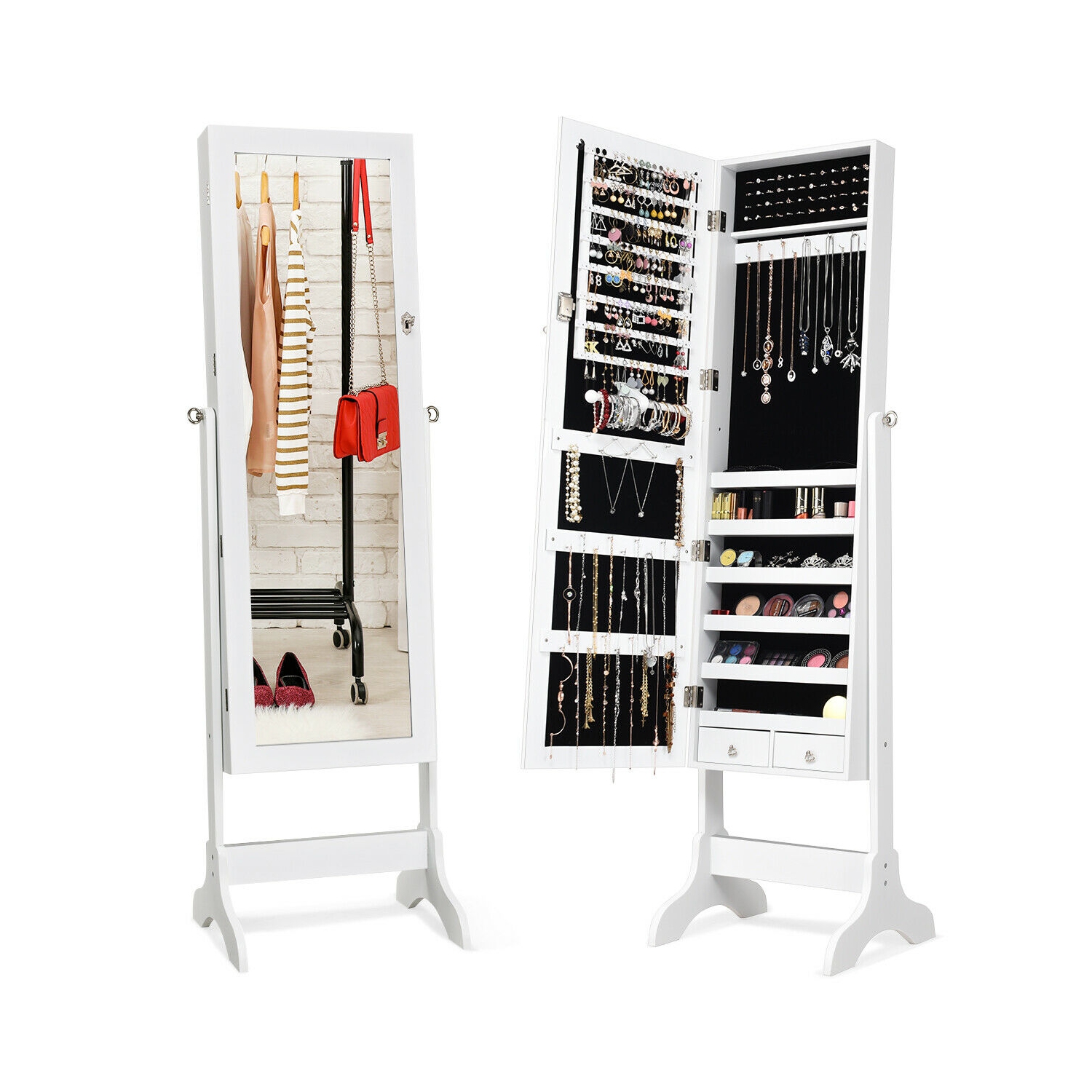 Marque Costway Armoire à bijoux en miroir Armoire de rangement Boîte de rangement avec tiroirs Cadeau de Noël