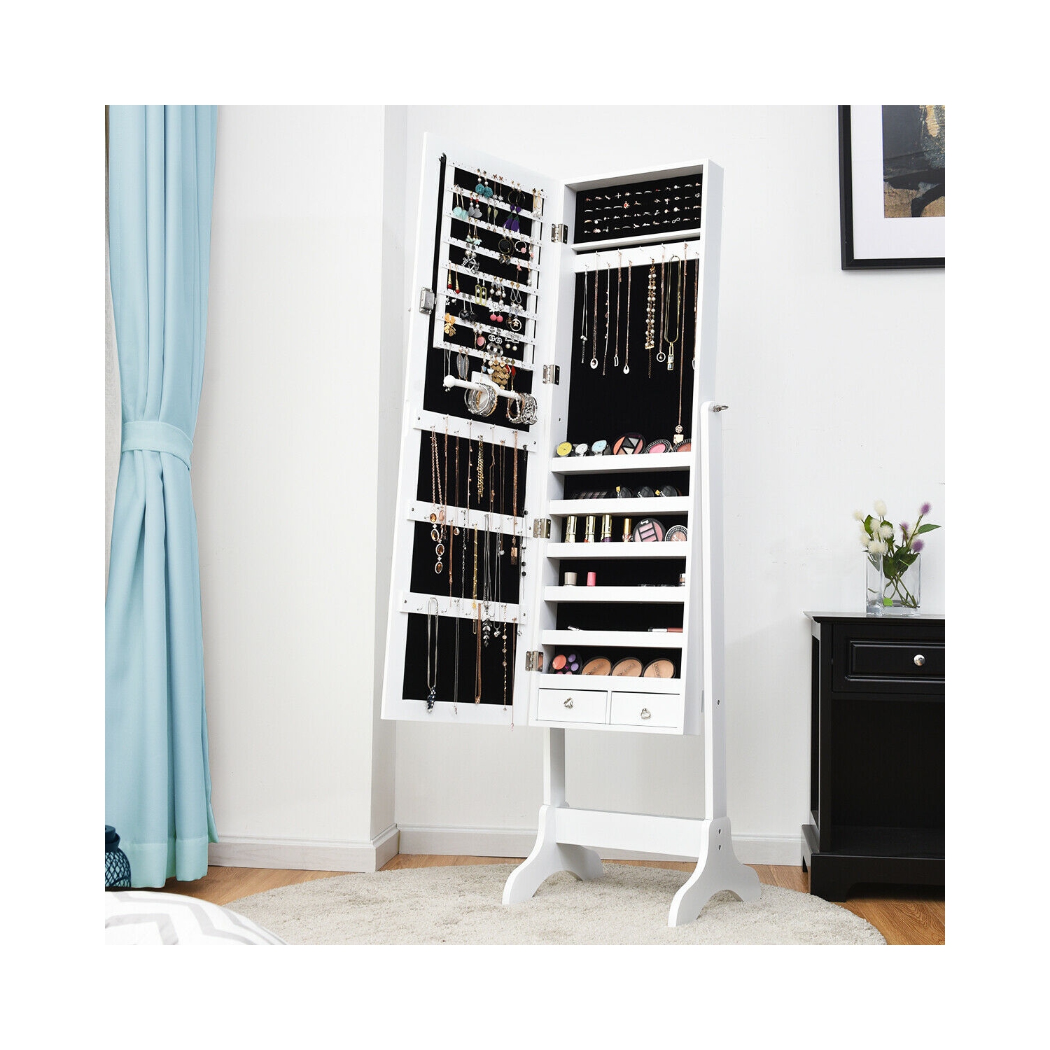 Marque Costway Armoire à bijoux en miroir Armoire de rangement Boîte de rangement avec tiroirs Cadeau de Noël