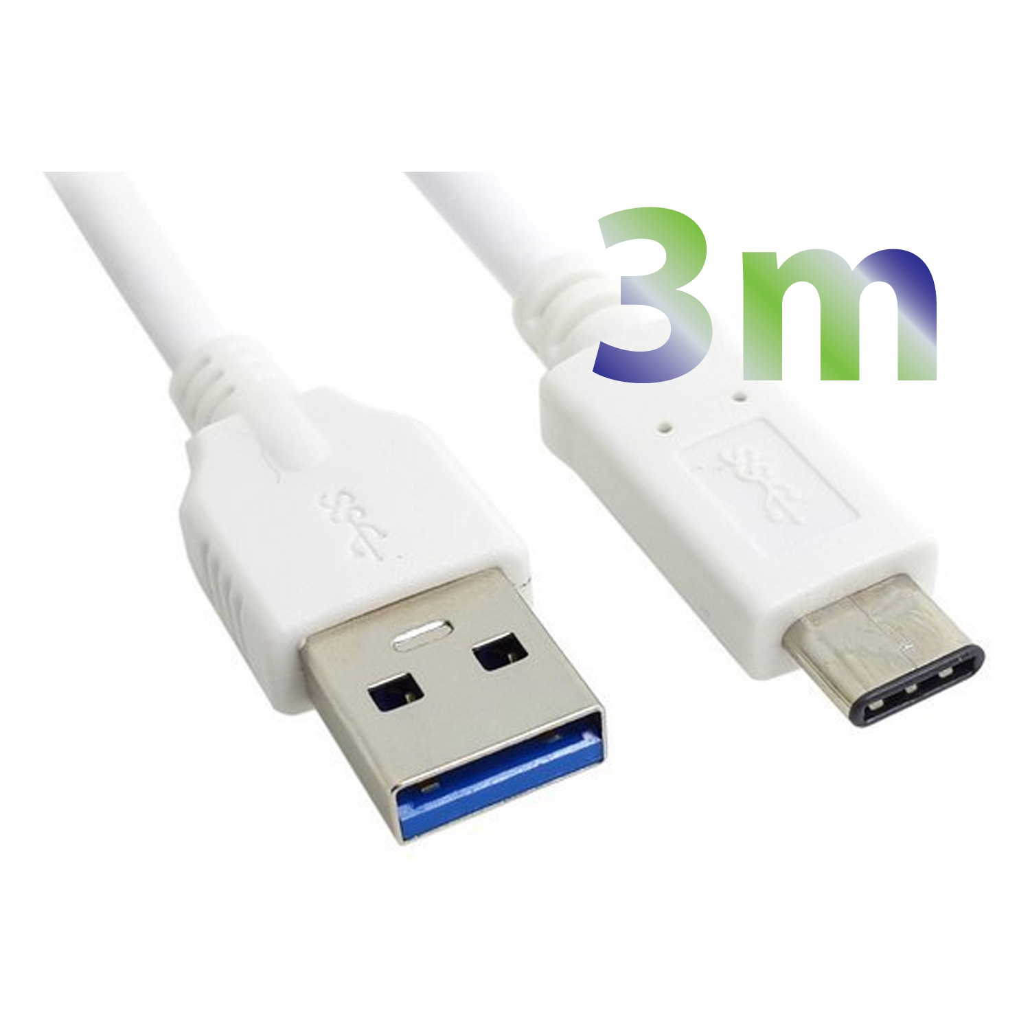 Câble USB-C/USB-C de 3 m d’Exian - Blanc