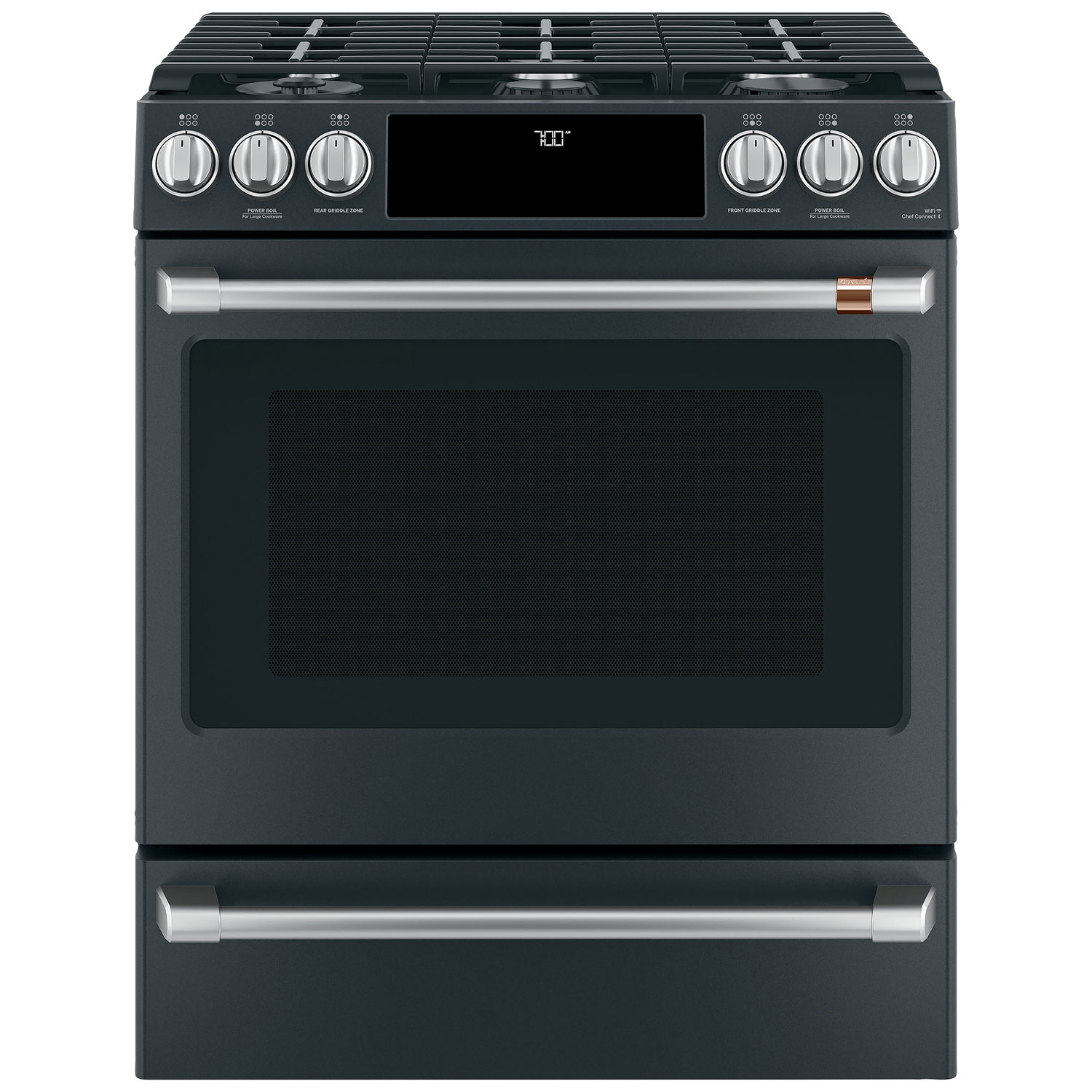 Café 30" 5.6 Cu. Ft. Self-Clean Convection 6-Burner Slide-In Gas Range - Black