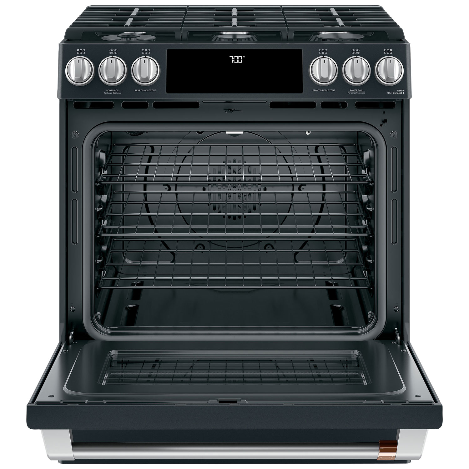 Café 30" 5.6 Cu. Ft. Self-Clean Convection 6-Burner Slide-In Gas Range - Black
