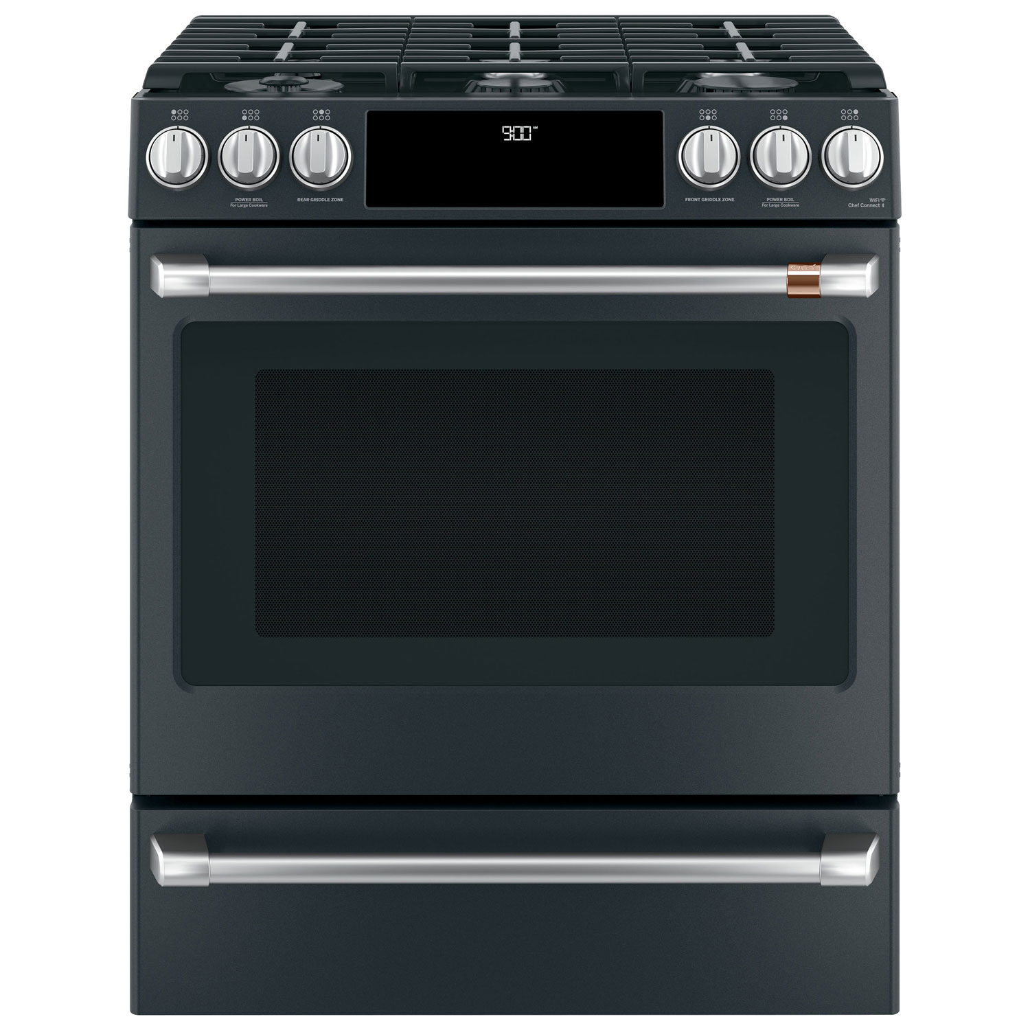 Café 30" 5.7 Cu. Ft. True Convection 6-Burner Slide-In Dual Fuel Range - Matte Black