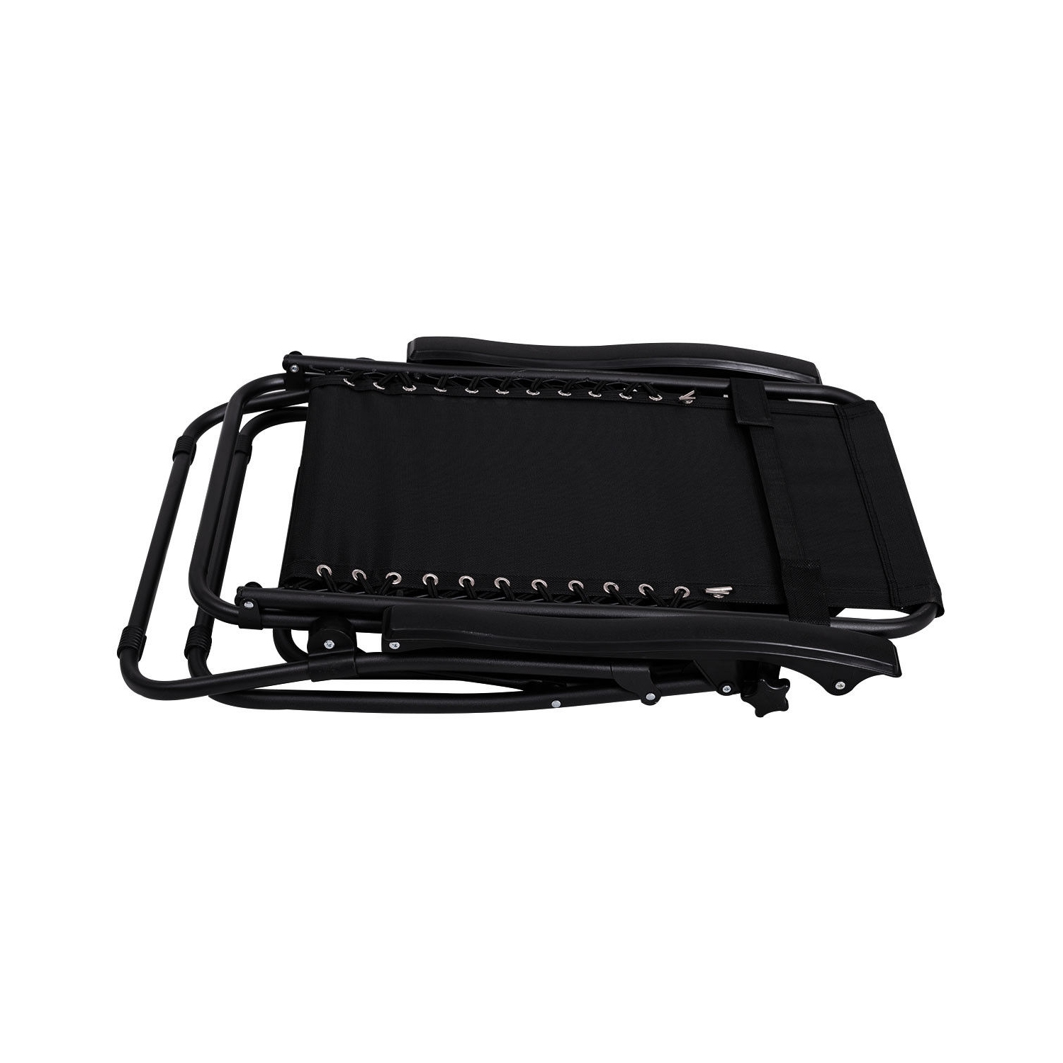 Gymax 3PC Zero Reclining Lounge Chairs Table Pillows Folding Portable Black