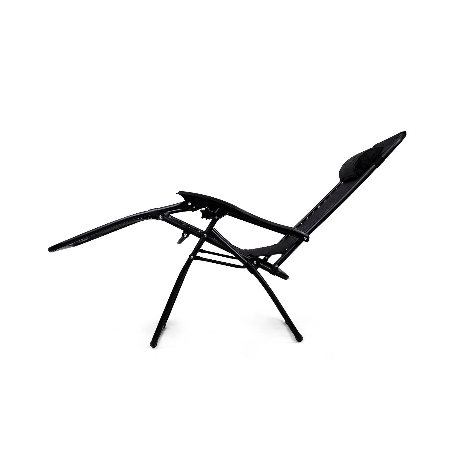 Gymax 3PC Zero Reclining Lounge Chairs Table Pillows Folding Portable Black