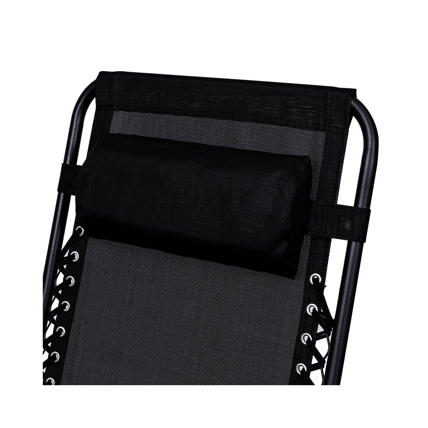 Gymax 3PC Zero Reclining Lounge Chairs Table Pillows Folding Portable Black