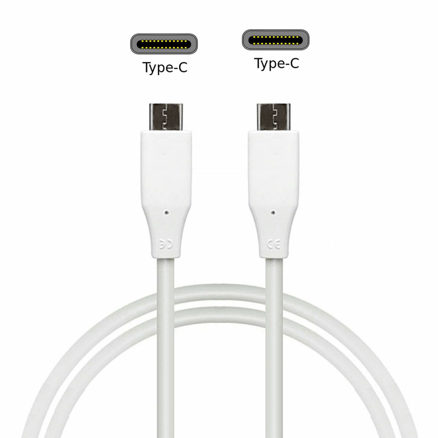 LG 3.3Ft/1M USB 3.0A Type C to Type C Fast Charging Data Cable for LG G6 G7 V20 V30/Google Pixel/Huawei P20 Mate 20, White