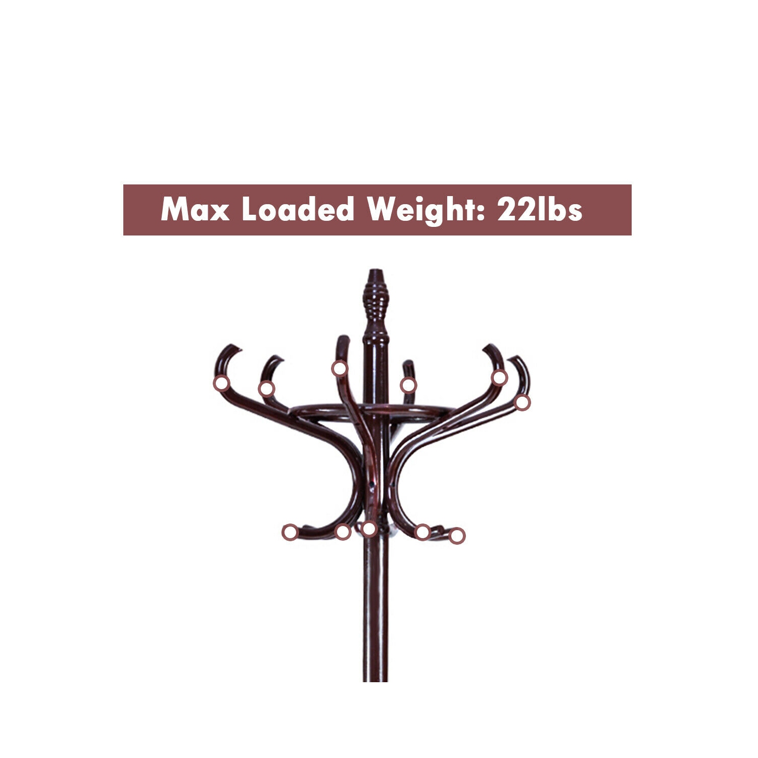 Gymax Wood Standing Hat Coat Rack Jacket Bag Hanger Tree 12 Hooks w/ Umbrella Stand