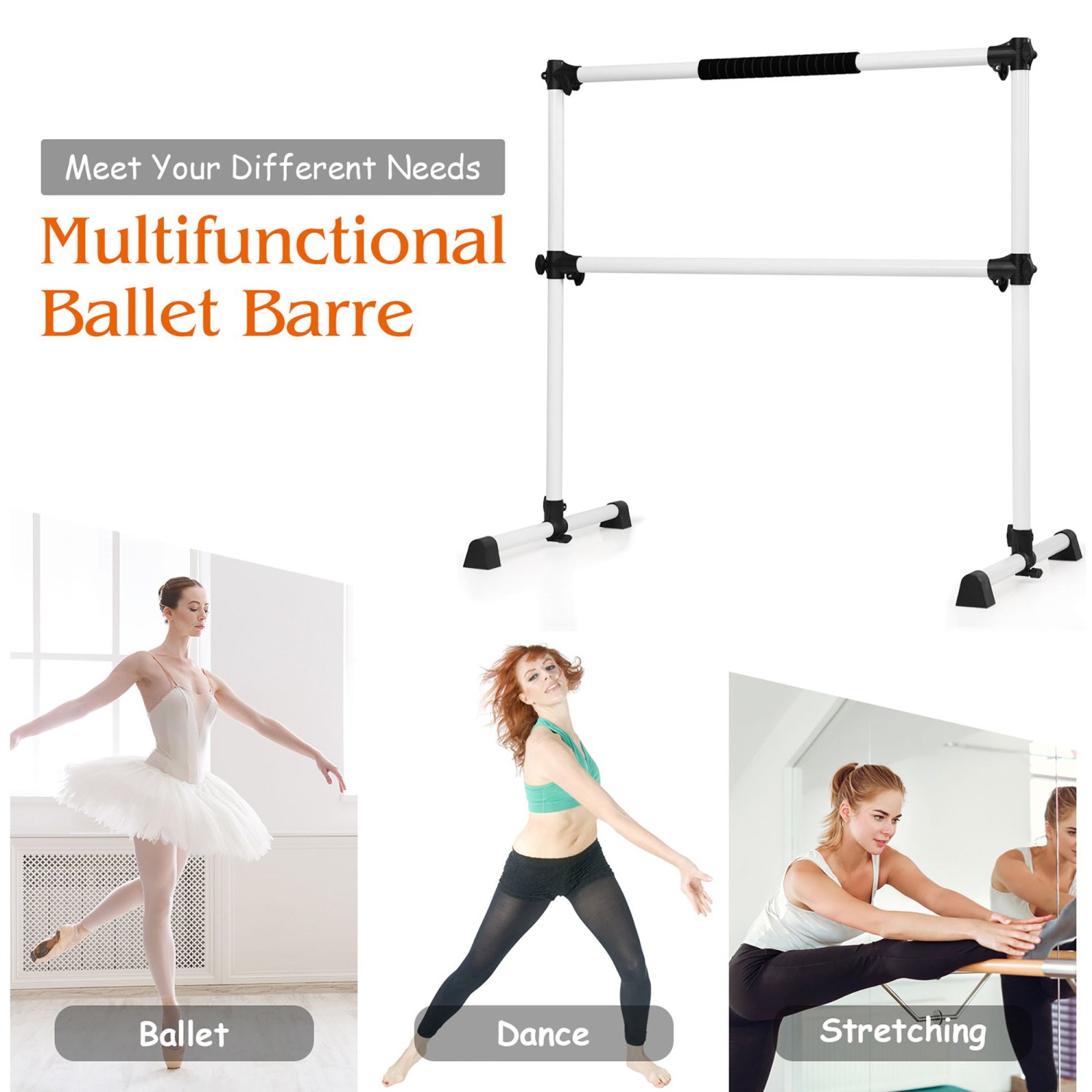 Barre de danse extensible à hauteur ajustable de 4 po de Costway