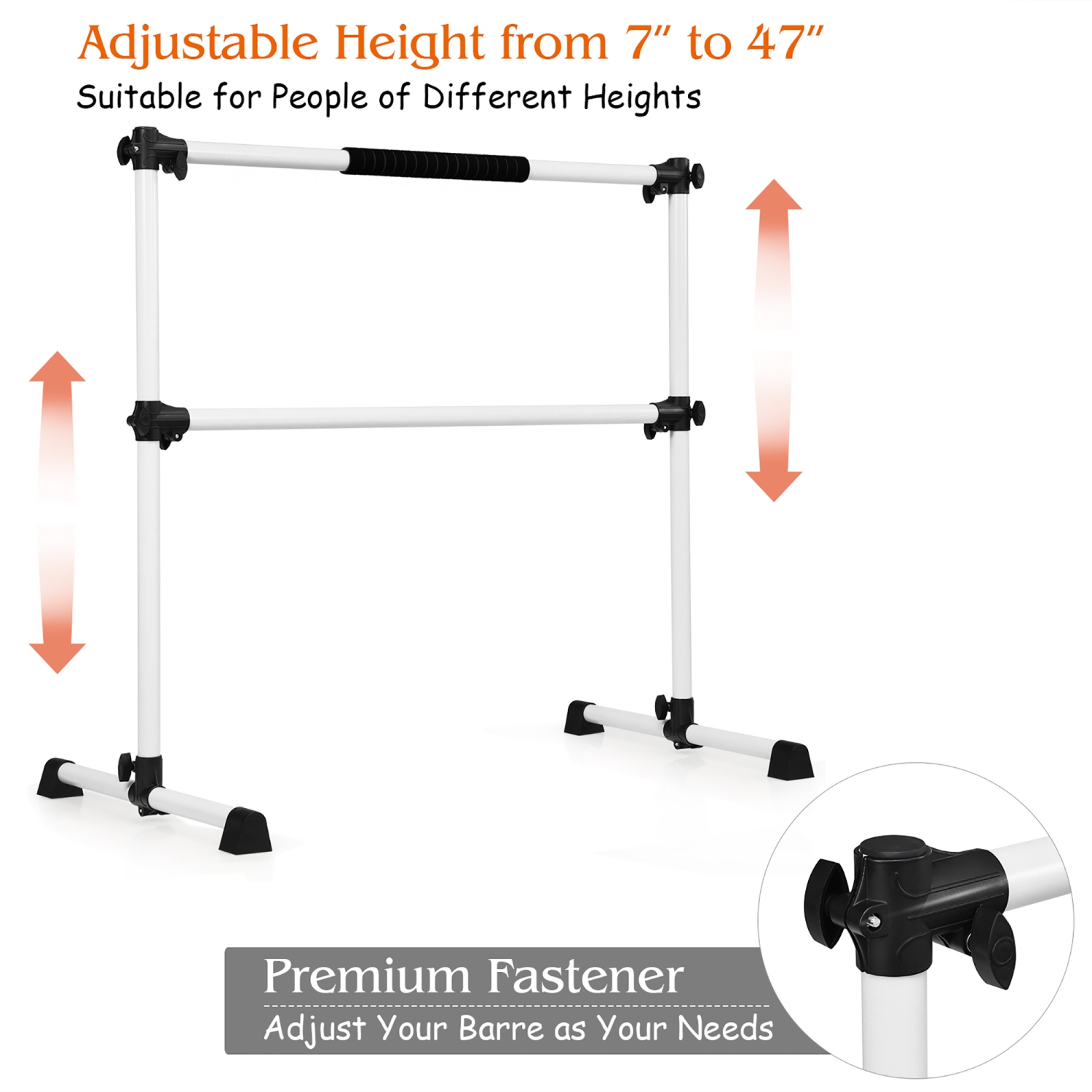 Barre de danse extensible à hauteur ajustable de 4 po de Costway