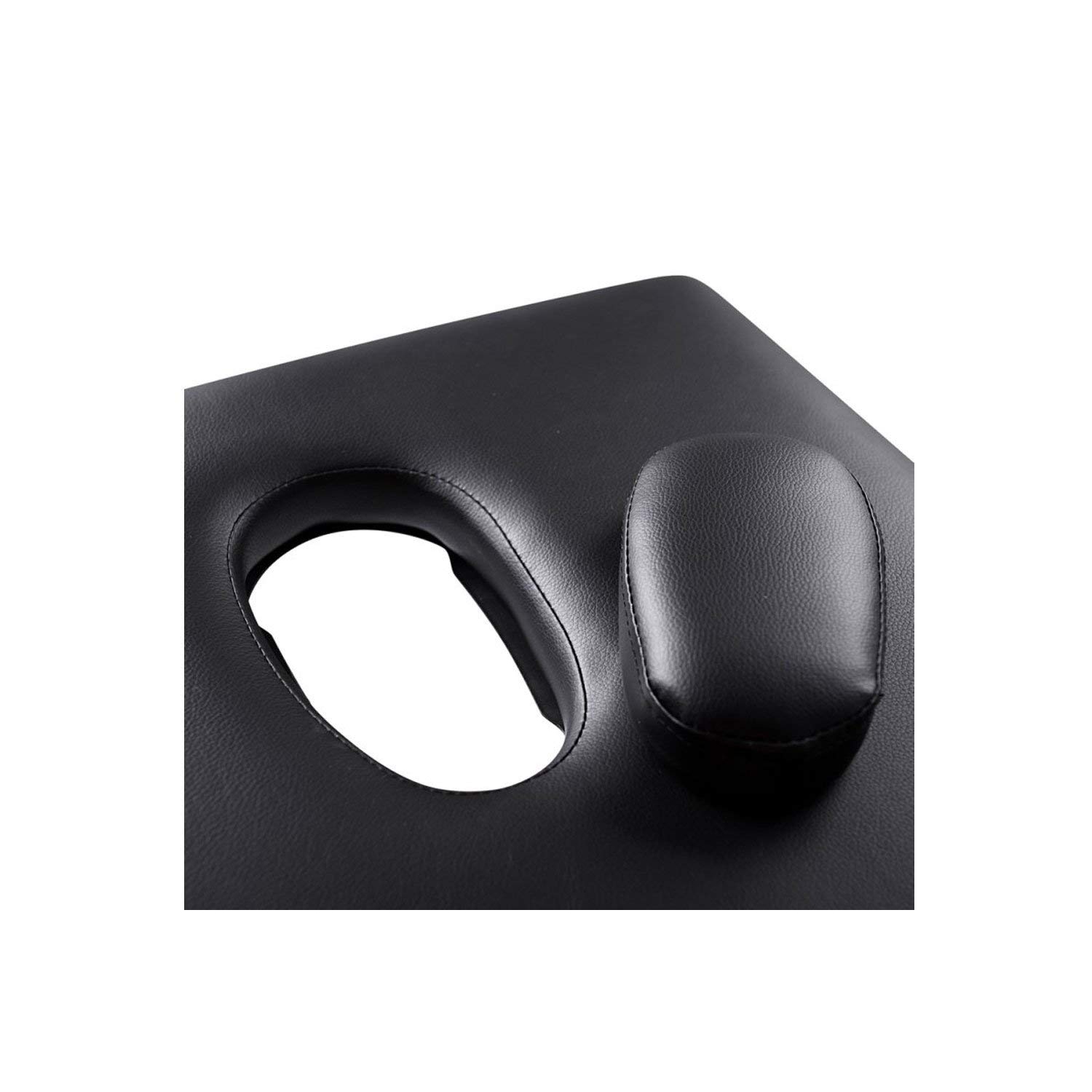 Black 3-Section Aluminum 84"L Portable Massage Table Facial SPA Bed Tattoo w/ Free Carry Case and Accessories