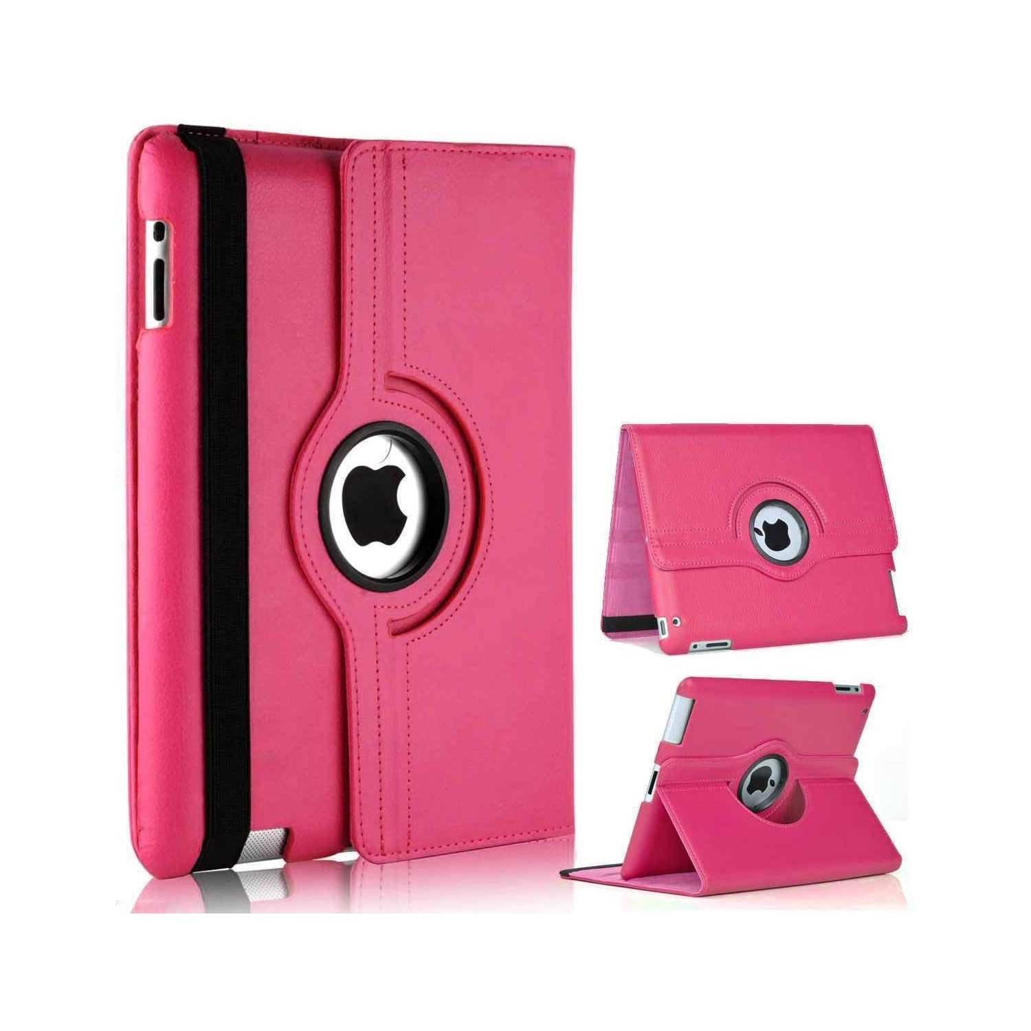 【CSmart】 360 Rotating PU Leather Stand Case Smart Cover for iPad Mini 4 5 4th 5th Gen., Hot Pink