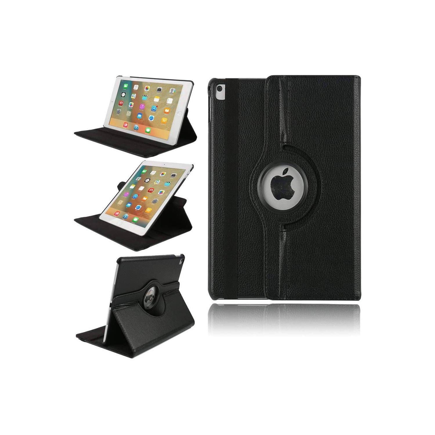 [CSmart] Étui avec support rotatif en cuir de polyuréthane 360 Smart Cover pour iPad Pro de 10,5 po 2017/Air 3 3th gén. 2019, noir