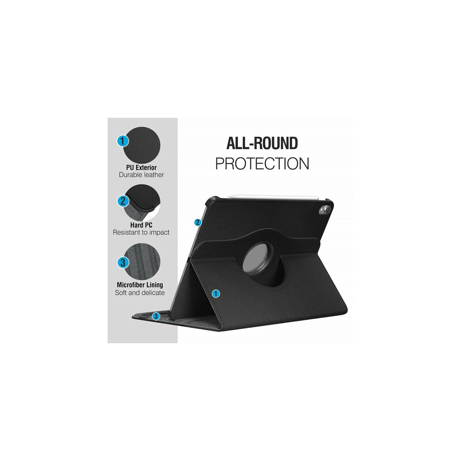 Étui de support en cuir PU rotatif à 360 Smart Cover pour iPad Pro 9.7" 2016, Or