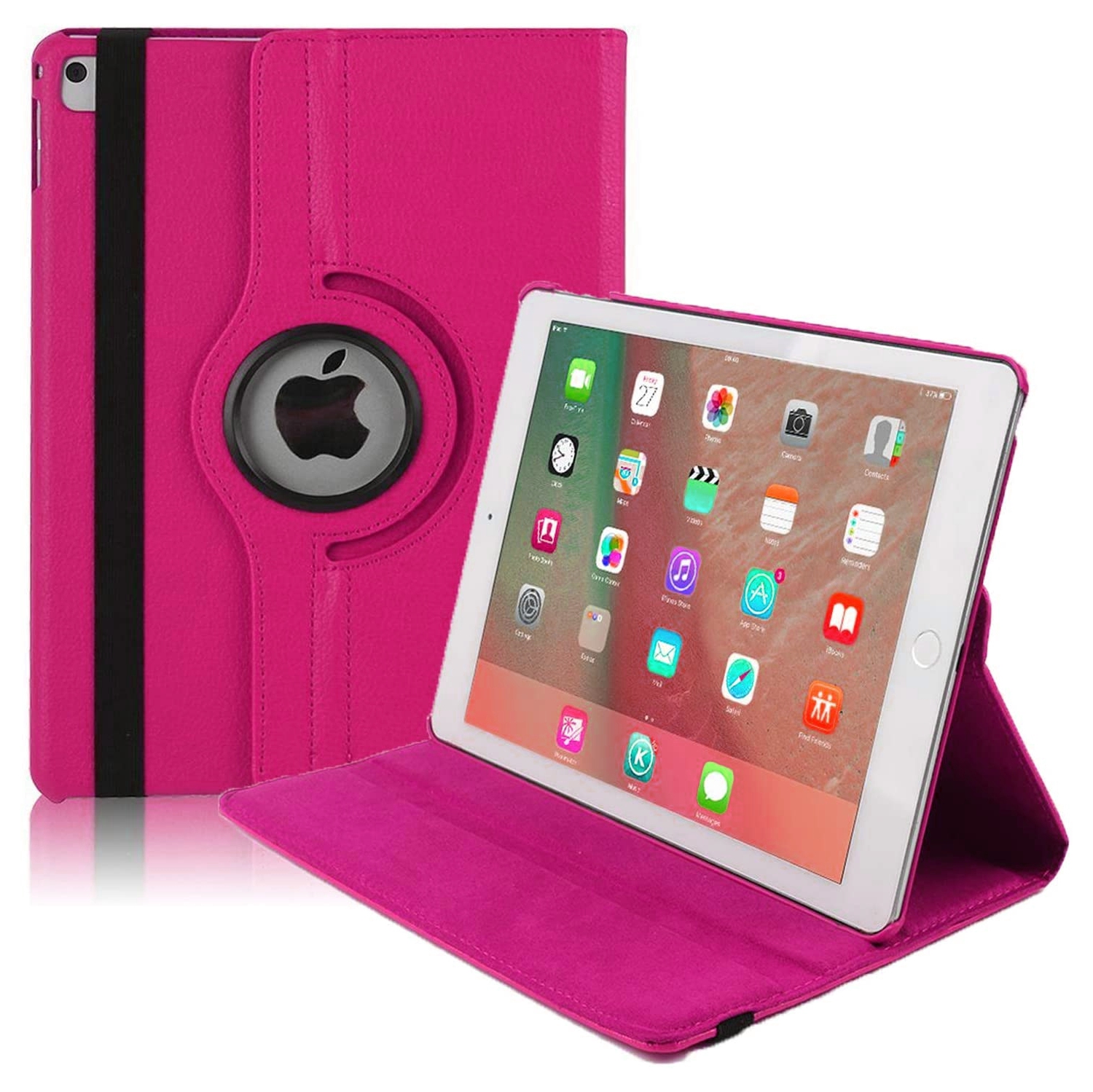 Étui de support en cuir PU rotatif à 360 Smart Cover pour iPad Pro 10.5" 2017 / Air 3 3th Gen. 2019, Rose vif