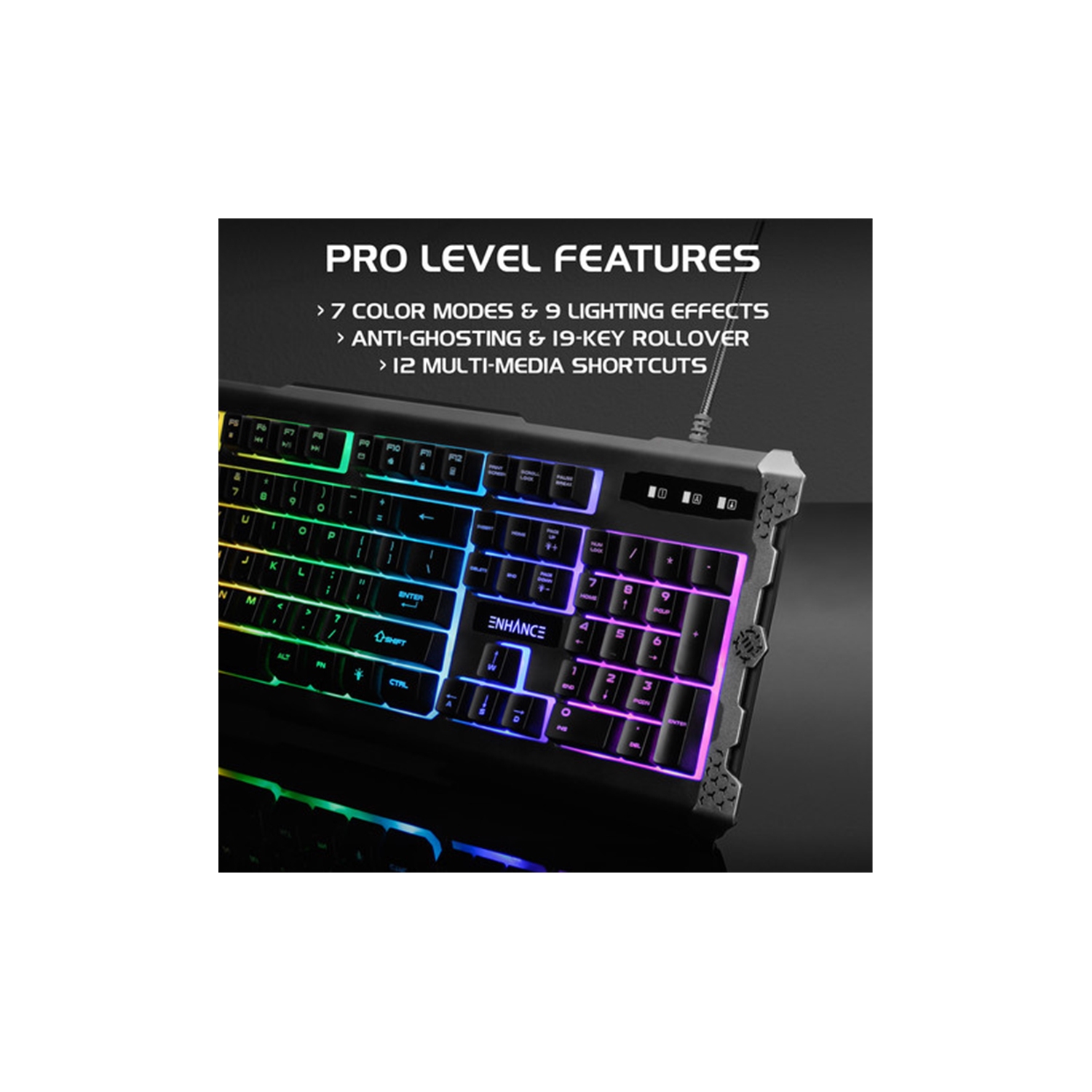 ENHANCE Infiltrate Gaming Keyboard Black