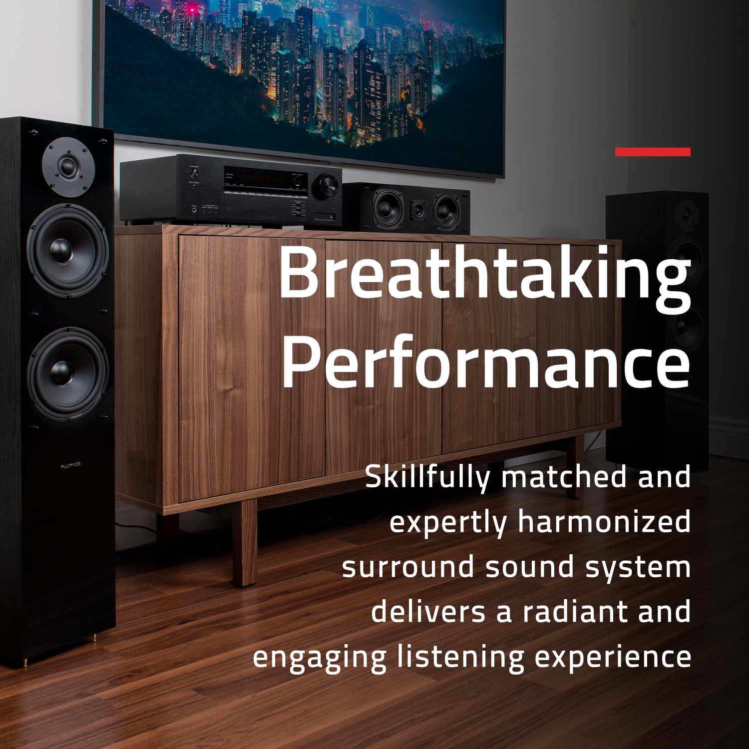 Fluance Elite High Definition Surround Sound Home Theater 5.0 Speaker System - Floorstanding, Center, and Rear Speakers