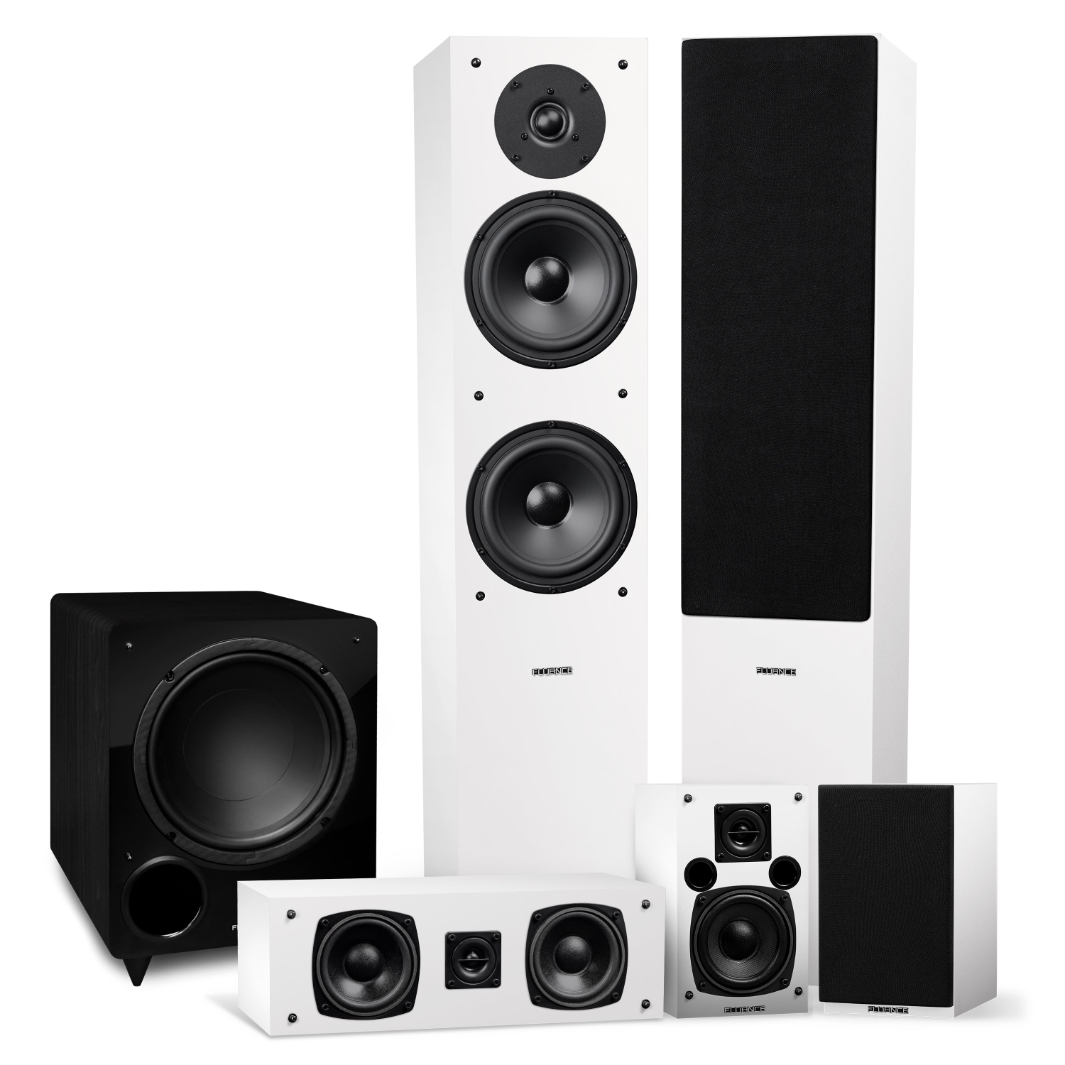 Fluance Elite High Definition Surround Sound Home Theater 5.1 Speaker System - White (SX51WHR)