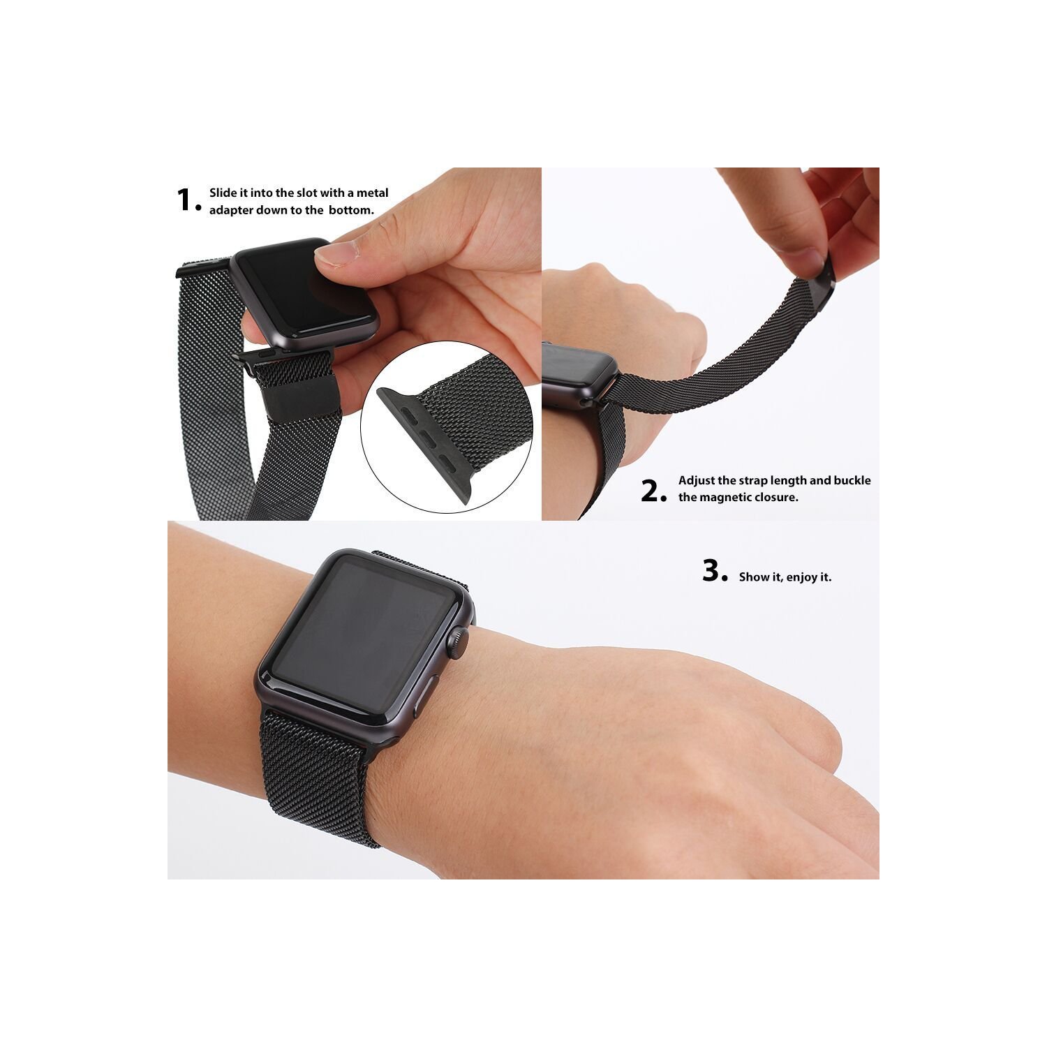 Mesh Loop for Apple Watch Band Stainless Steel Magnetic Strap for iWatch Ultra 2, 3 SE3 Series 11 10 9 8 7 6 5 4 3 2 1, Women Men 42mm 44mm 45mm 46mm