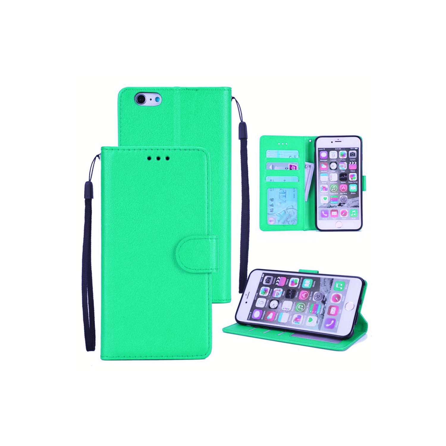 [CS] iPhone 5 / 5S Case, Magnetic Leather Folio Wallet Flip Case Cover with Card Slot, Teal