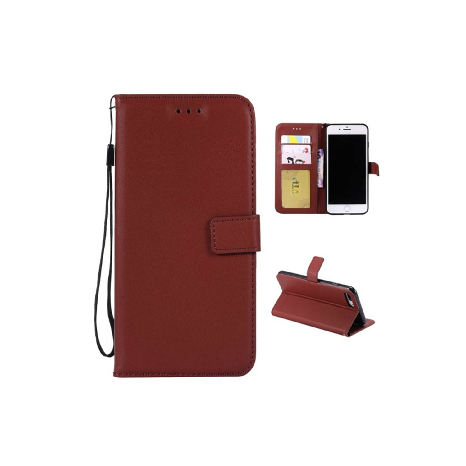 [CS] iPhone 6 Plus / 6s Plus Case, Magnetic Leather Folio Wallet Flip Case Cover with Card Slot, Brown