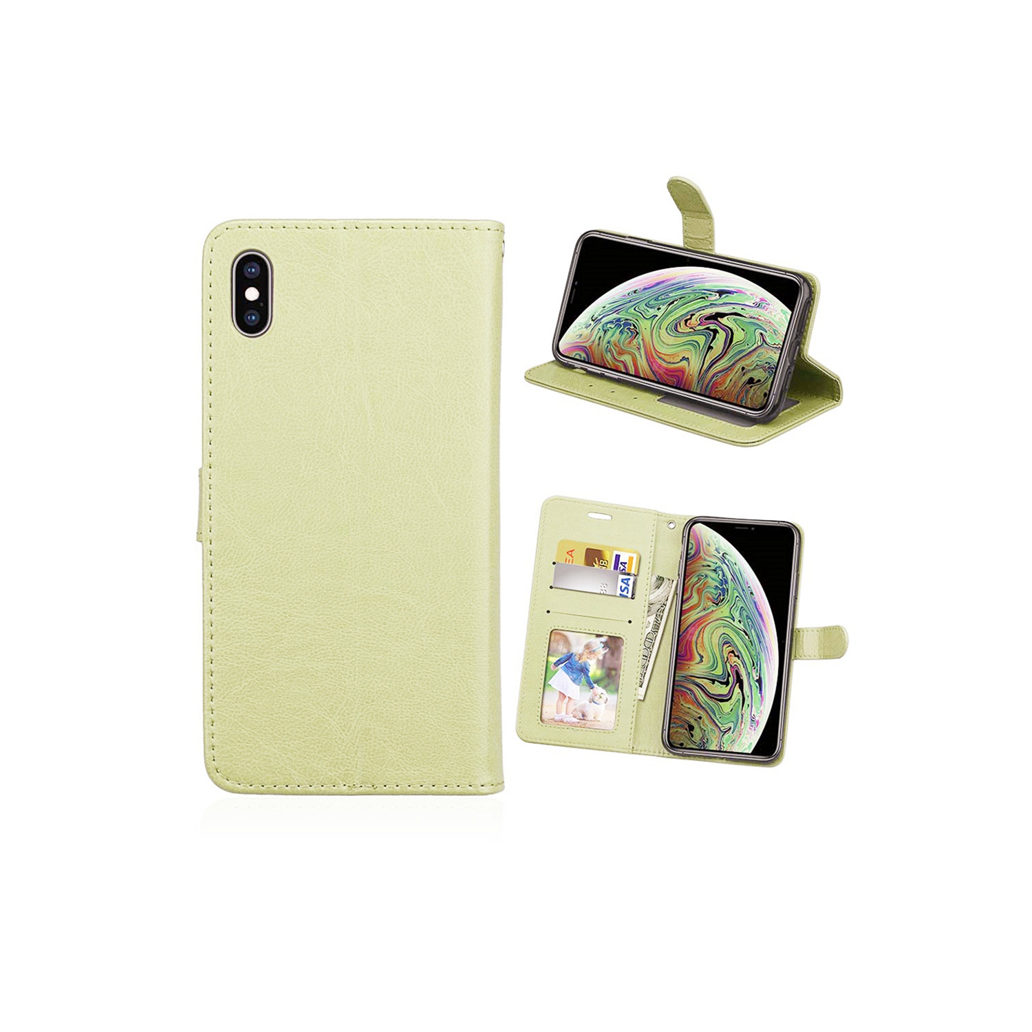 [CS] Étui iPhone XR, étui folio en cuir magnétique à rabat avec fente pour carte, doré