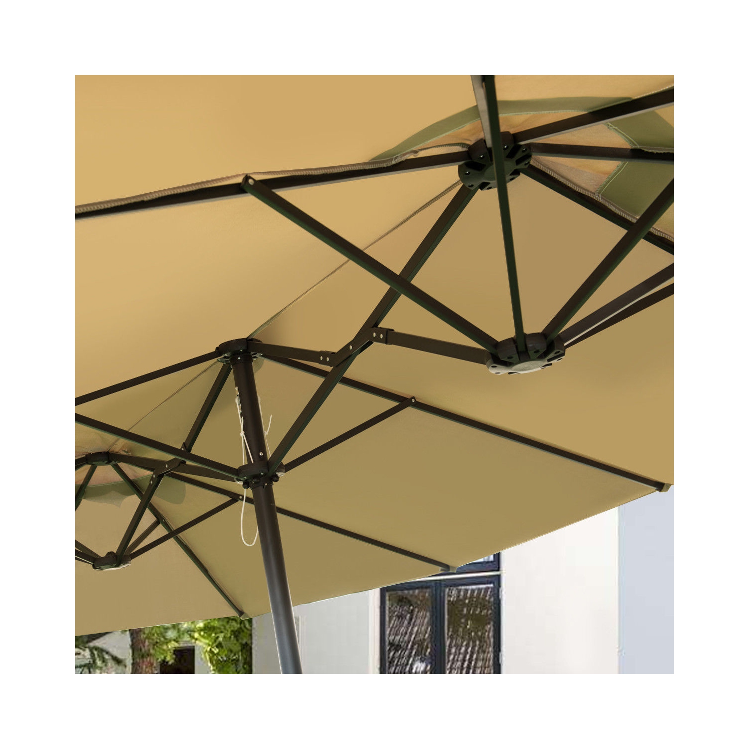 Gymax Outdoor Patio Umbrella 15' Market Umbrella Double-Sided with Crank