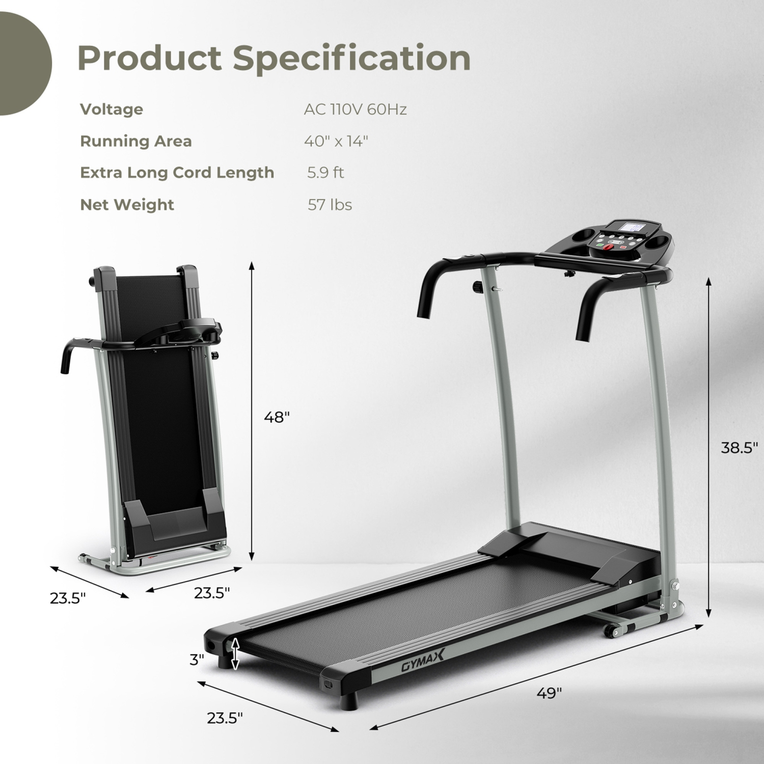 Gymax Foldable Electric Running Treadmill - Fitness Machine - 800W - 12 Modes