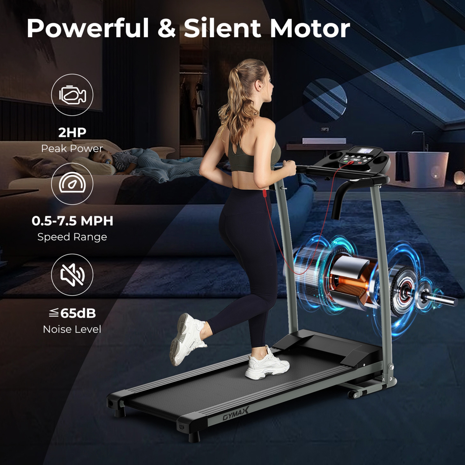 Gymax Foldable Electric Running Treadmill - Fitness Machine - 800W - 12 Modes