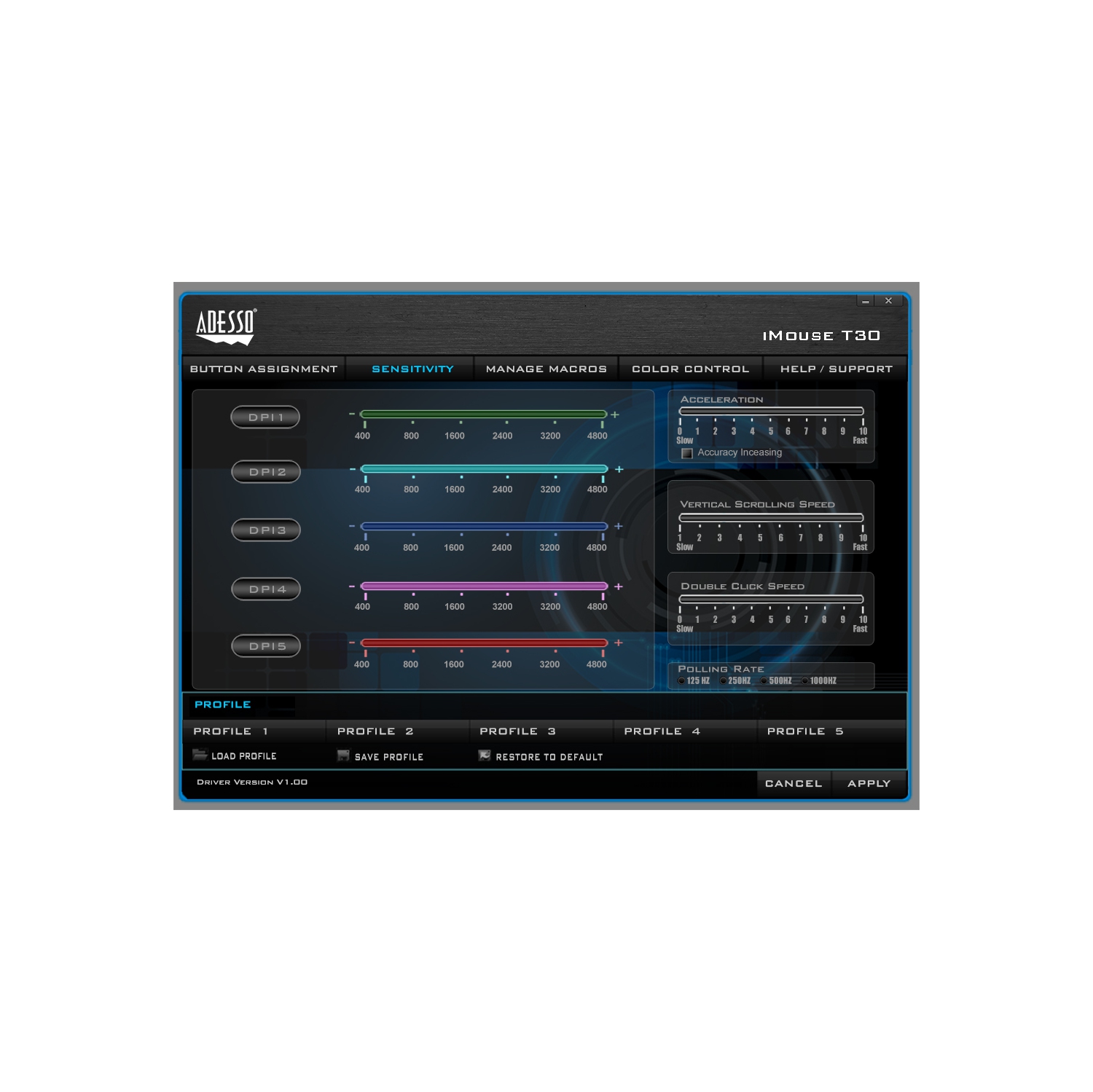 Adesso Wireless Ergonomic Trackball Mouse -