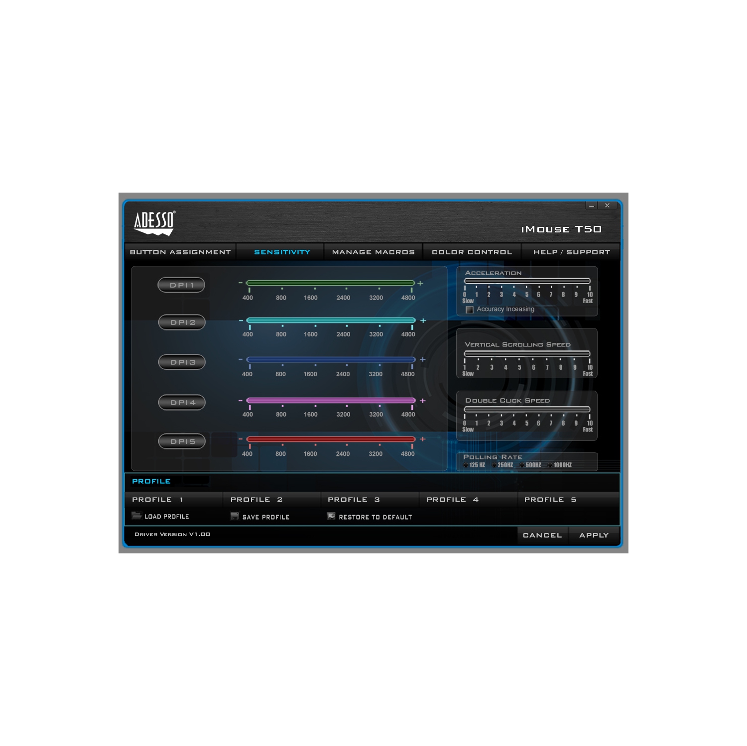 Adesso Wireless Ergonomic Trackball Mouse -