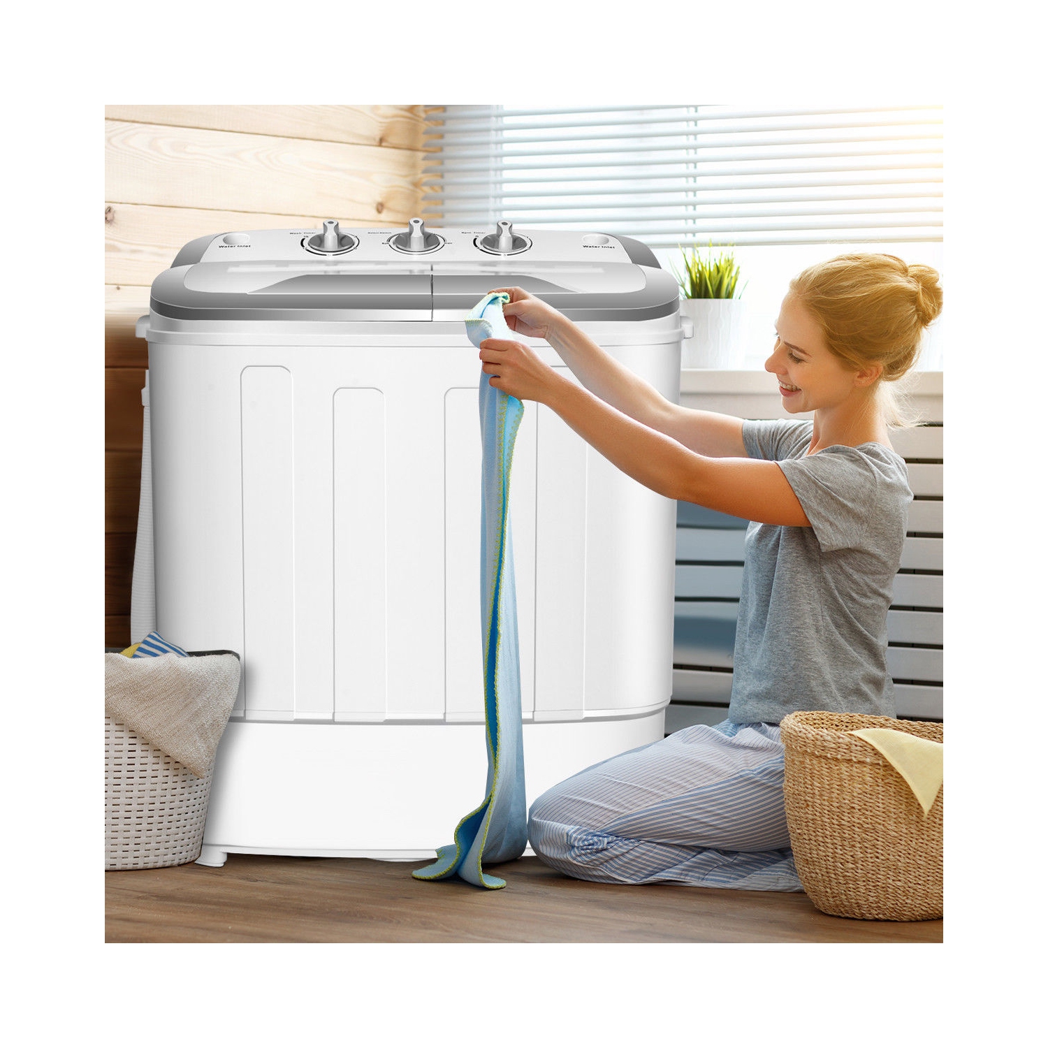 Lave-linge compact double tambour Gymax – 3,6kg