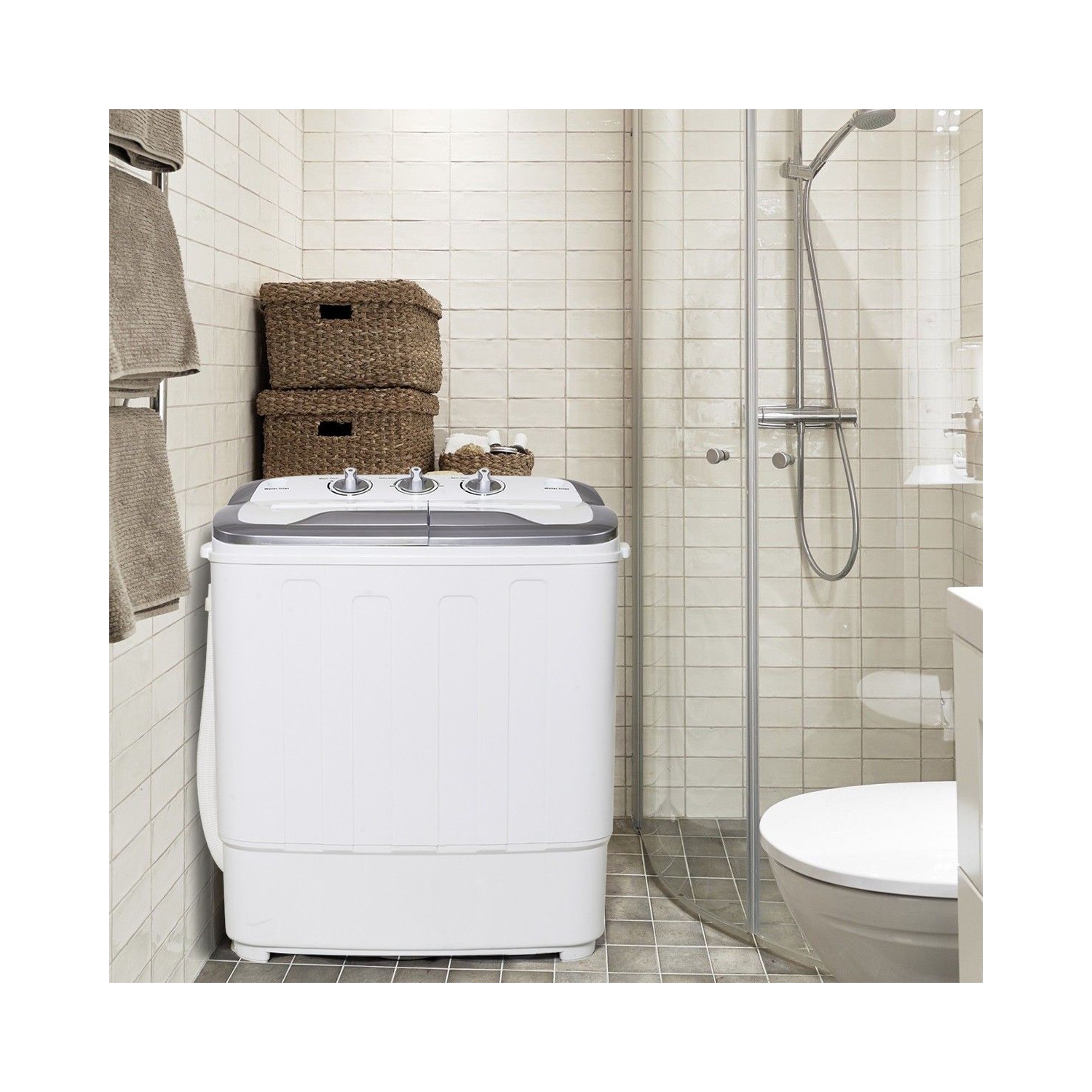 Lave-linge compact double tambour Gymax – 3,6kg