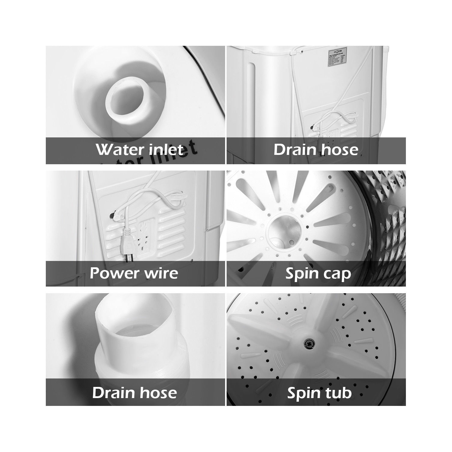 Lave-linge compact double tambour Gymax – 3,6kg