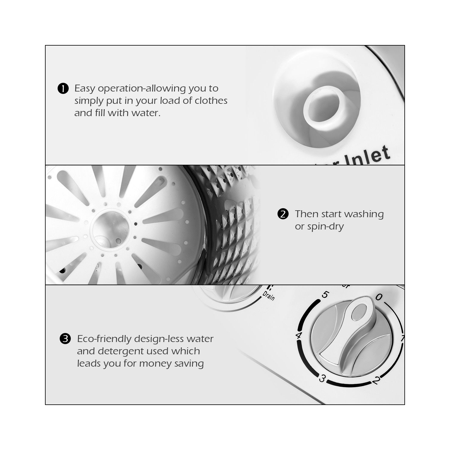 Lave-linge compact double tambour Gymax – 3,6kg