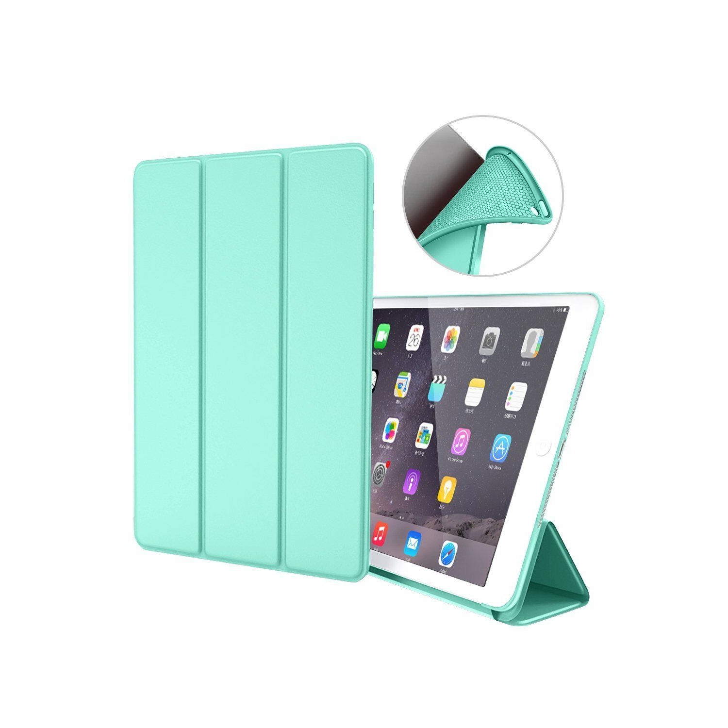 【CSmart】 Slim Magnetic Smart Cover Stand Case for iPad Mini 1 2 3 1st 2nd 3rd Gen, Mint