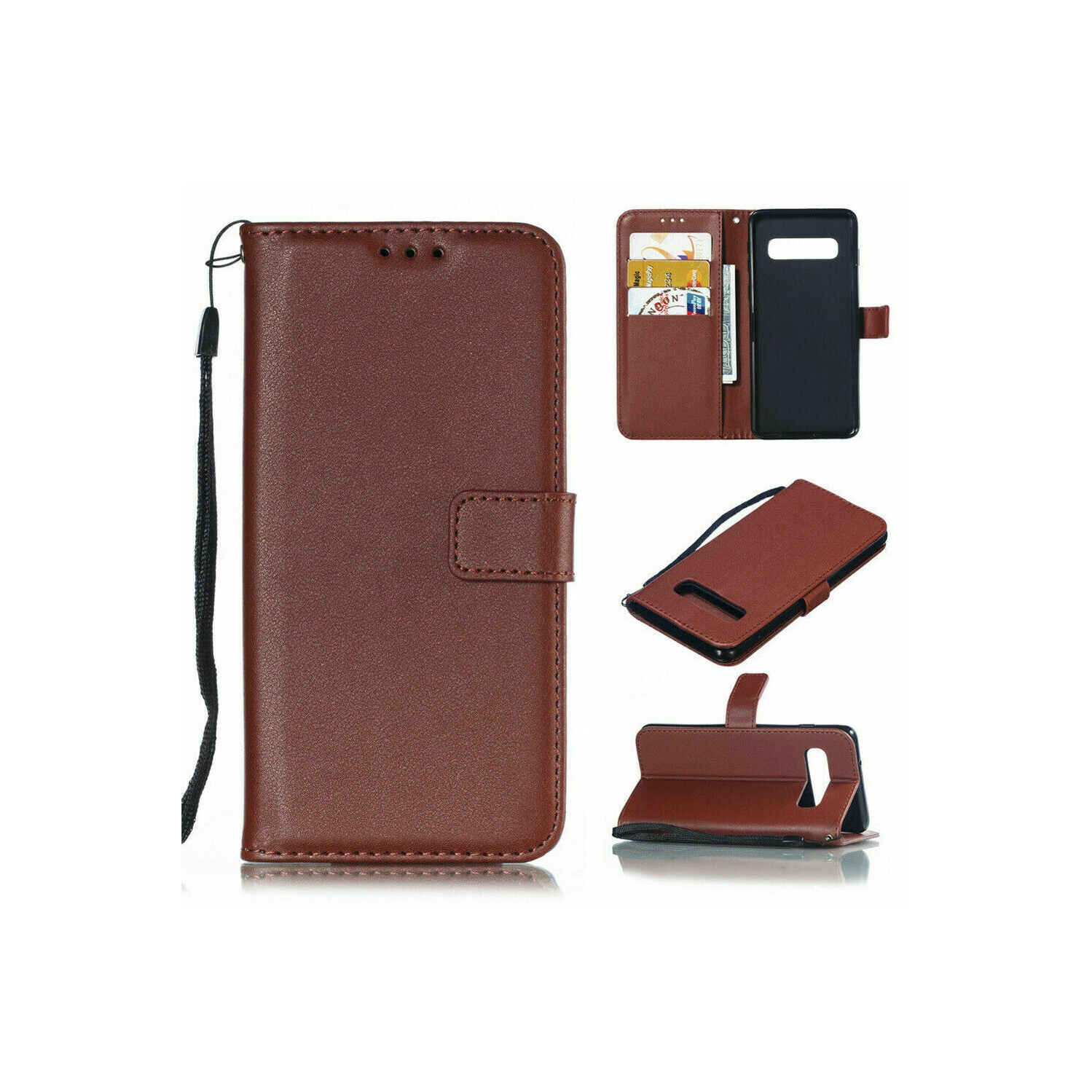 [CS] Samsung Galaxy S10e Lite – Étui portefeuille folio en cuir magnétique à rabat avec fente pour carte, brun