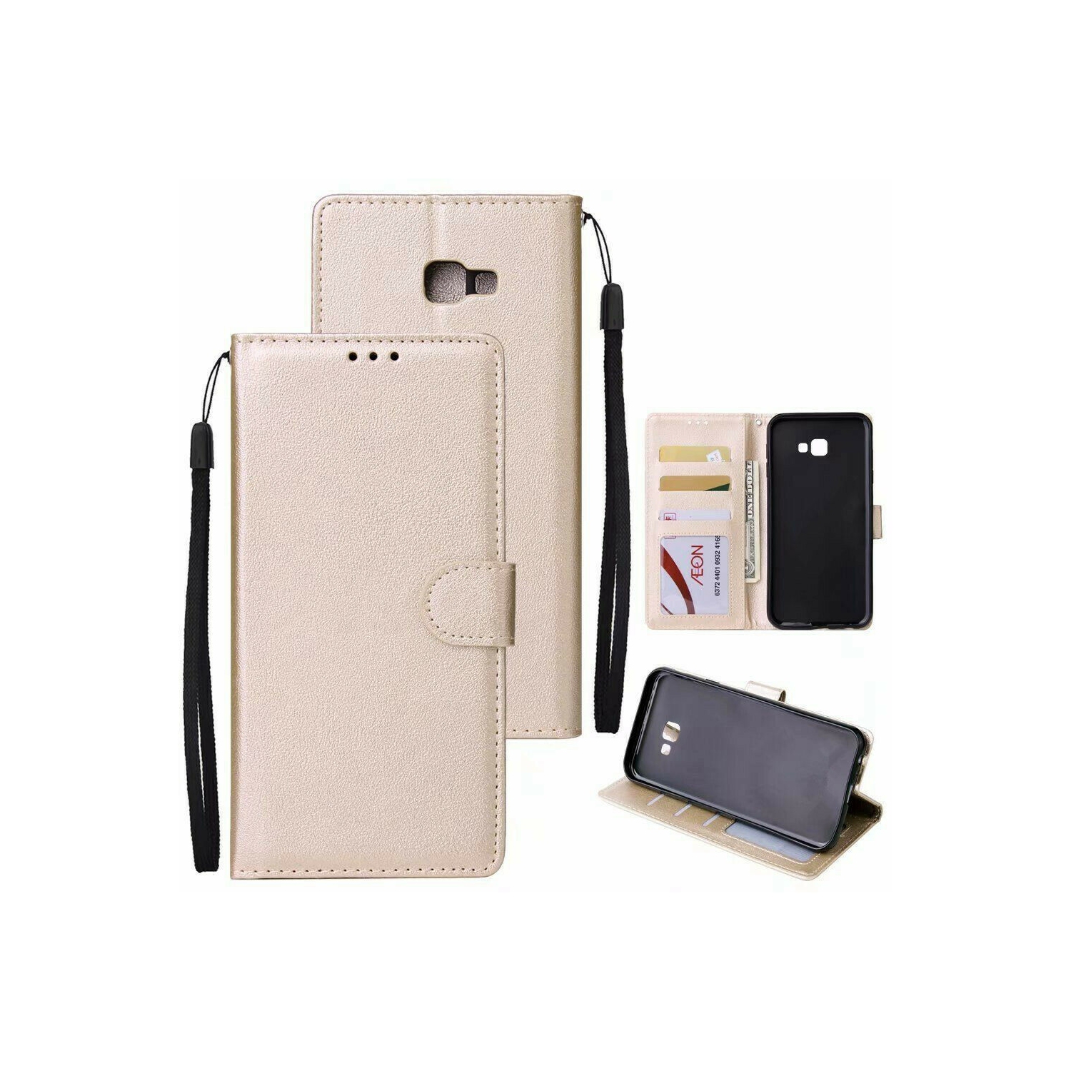 [CS] Samsung Galaxy J3 Prime / Galaxy J3 2017 Case, Magnetic Leather Folio Wallet Flip Case Cover with Card Slot, Gold