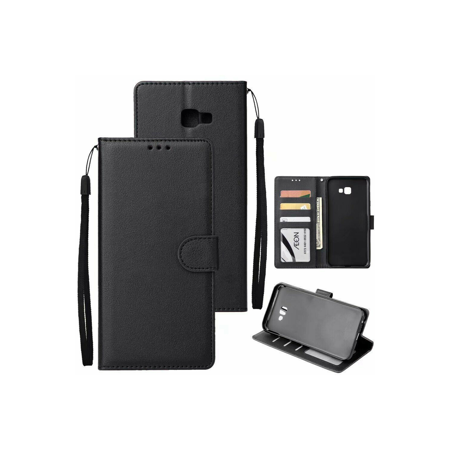 [CS] Samsung Galaxy J3 Prime / Galaxy J3 2017 Case, Magnetic Leather Folio Wallet Flip Case Cover with Card Slot, Black