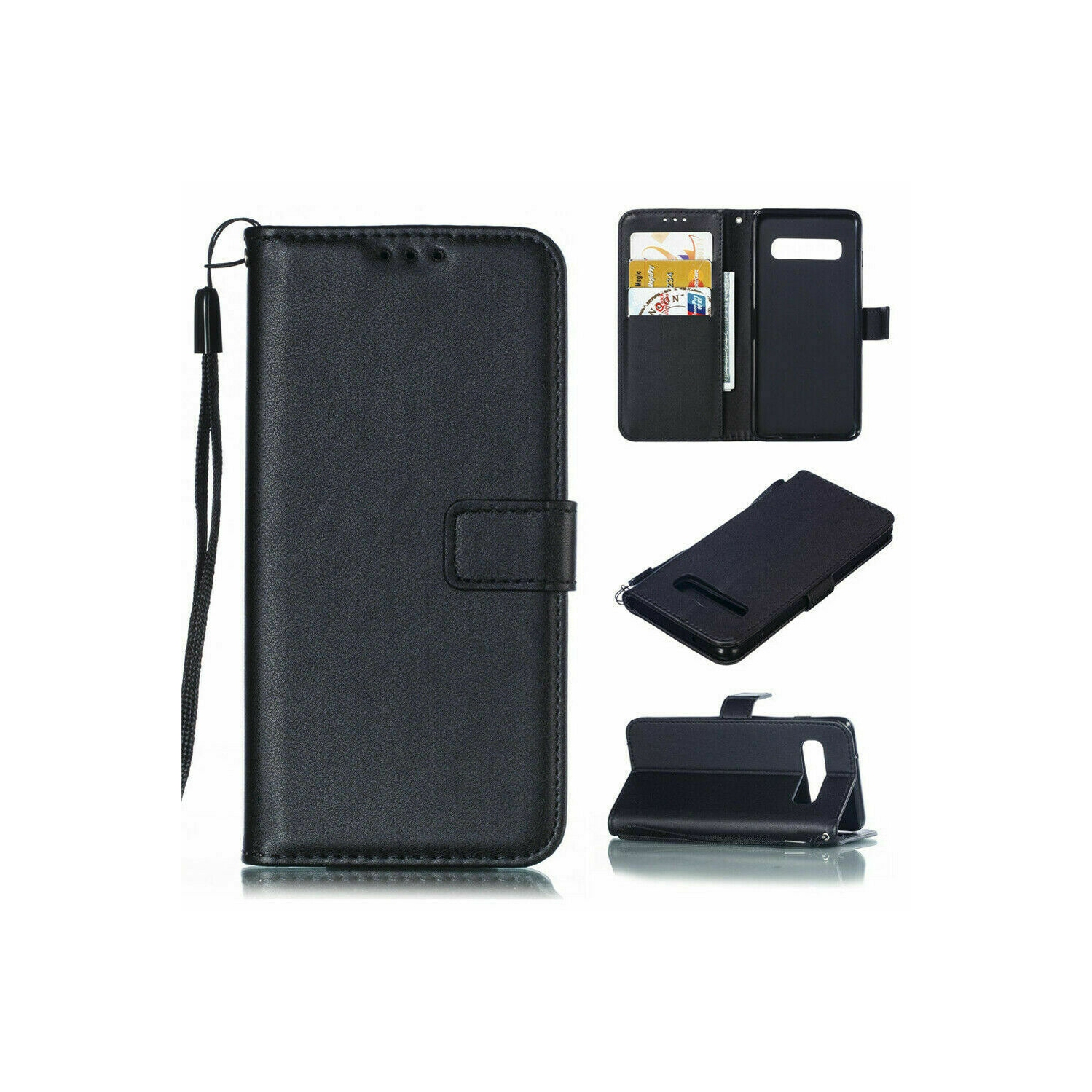 [CS] Samsung Galaxy S10e Lite Case, Magnetic Leather Folio Wallet Flip Case Cover with Card Slot, Black
