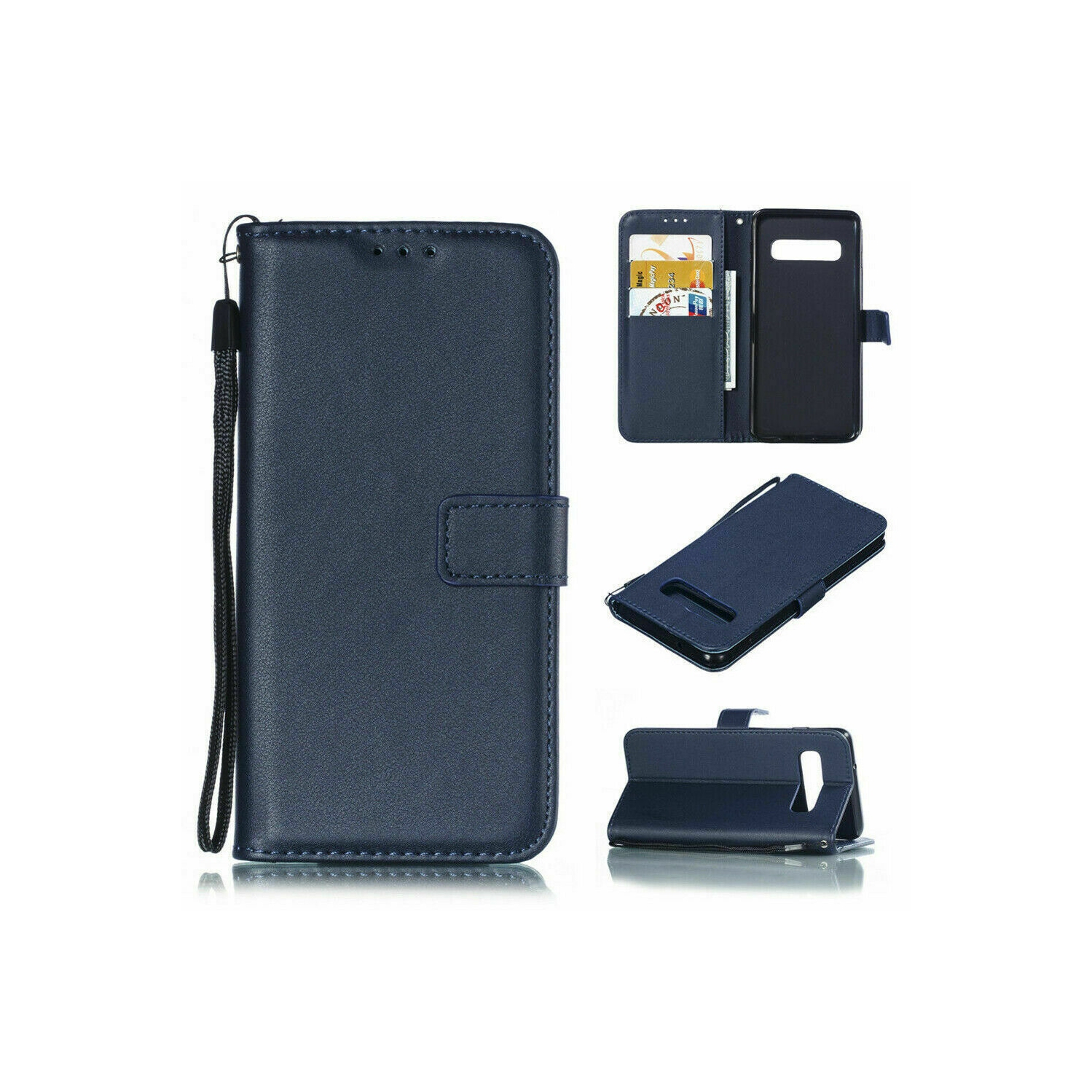 [CS] Étui pour Galaxy S10e Lite de Samsung, étui portefeuille folio magnétique en cuir à rabat avec fente pour carte, bleu marine