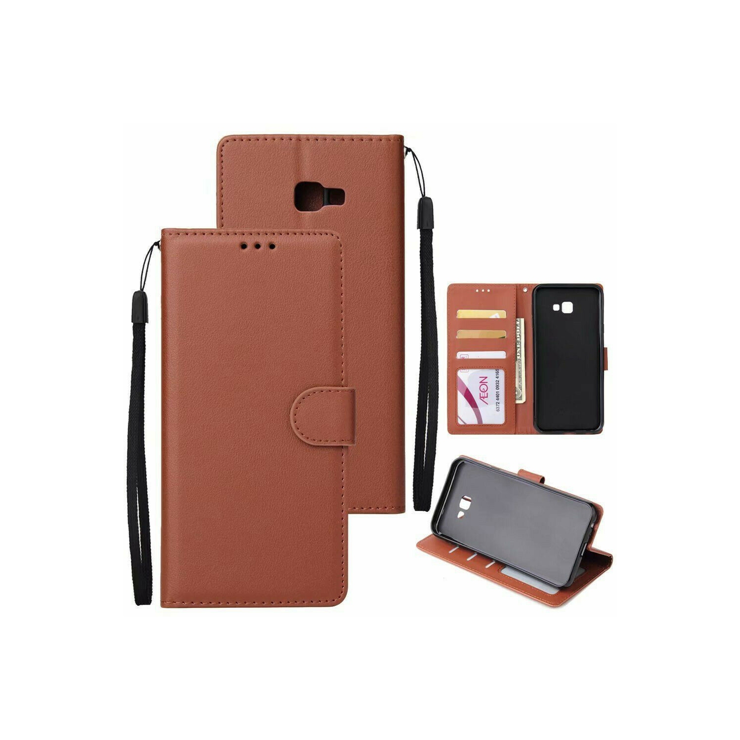 【CSmart】 Magnetic Card Slot Leather Folio Wallet Flip Case Cover for Samsung Galaxy J3 Prime / Galaxy J3 2017, Brown