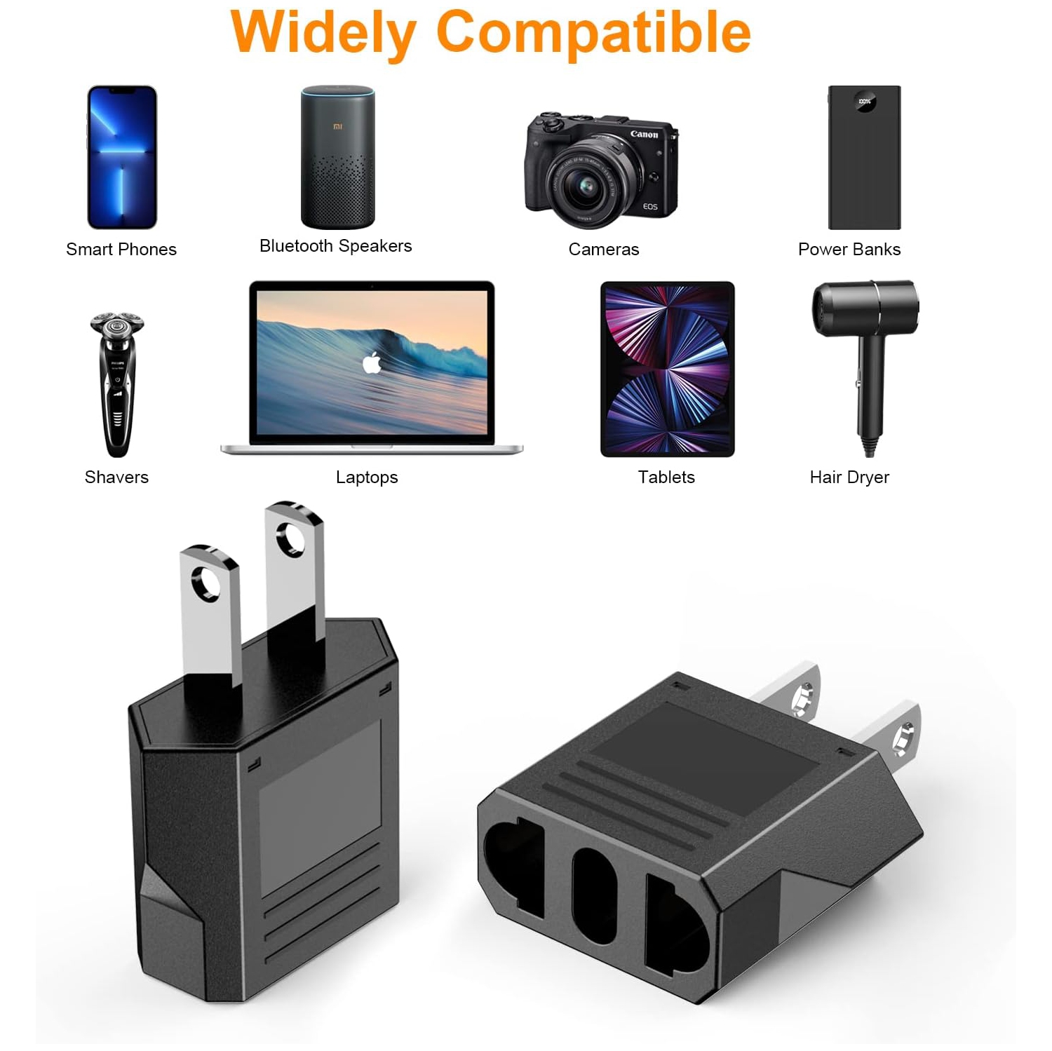 5pack EU Euro Europe to US USA Power Jack Wall Plug Converter Travel Adapter bg - Free Shipping