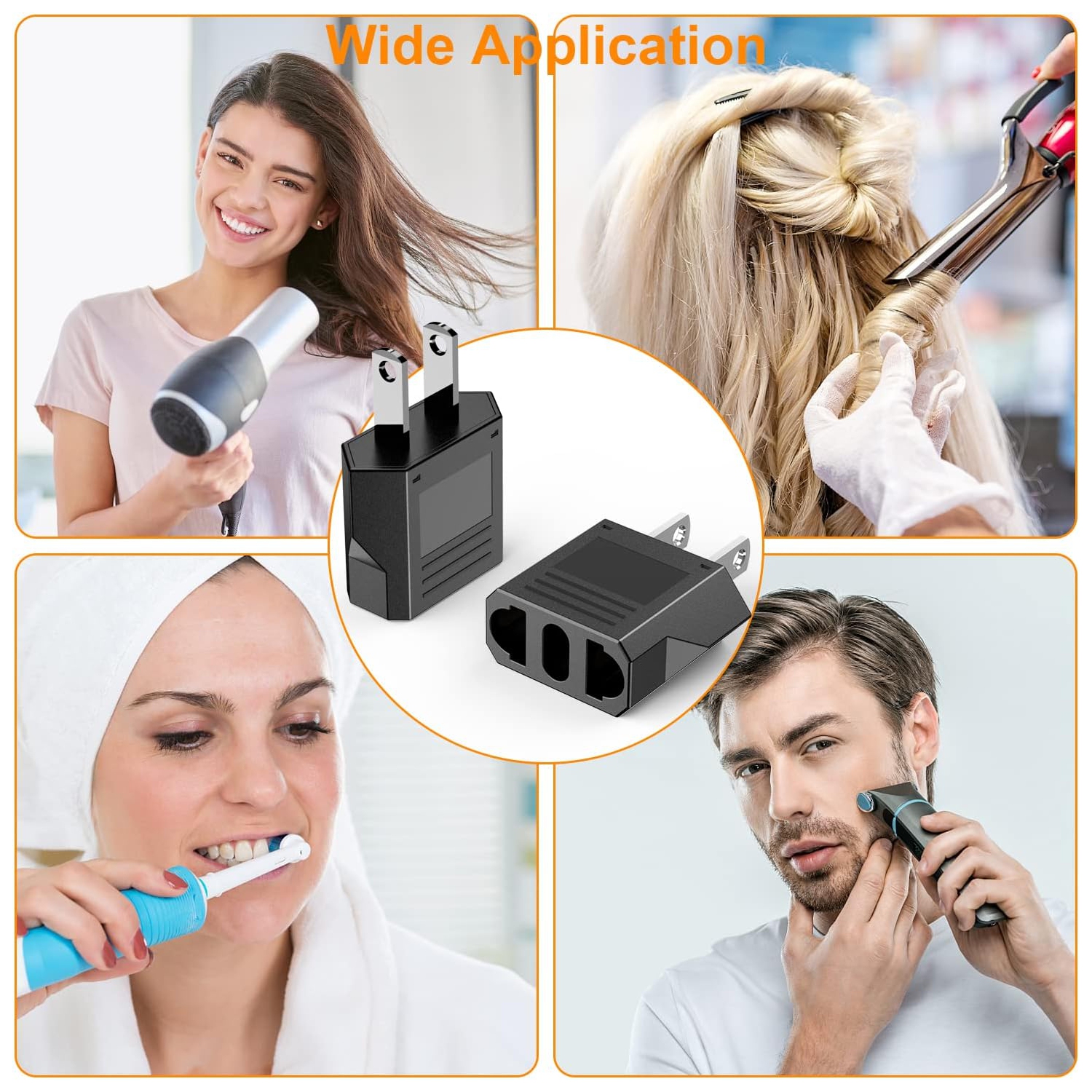 5pack EU Euro Europe to US USA Power Jack Wall Plug Converter Travel Adapter bg - Free Shipping