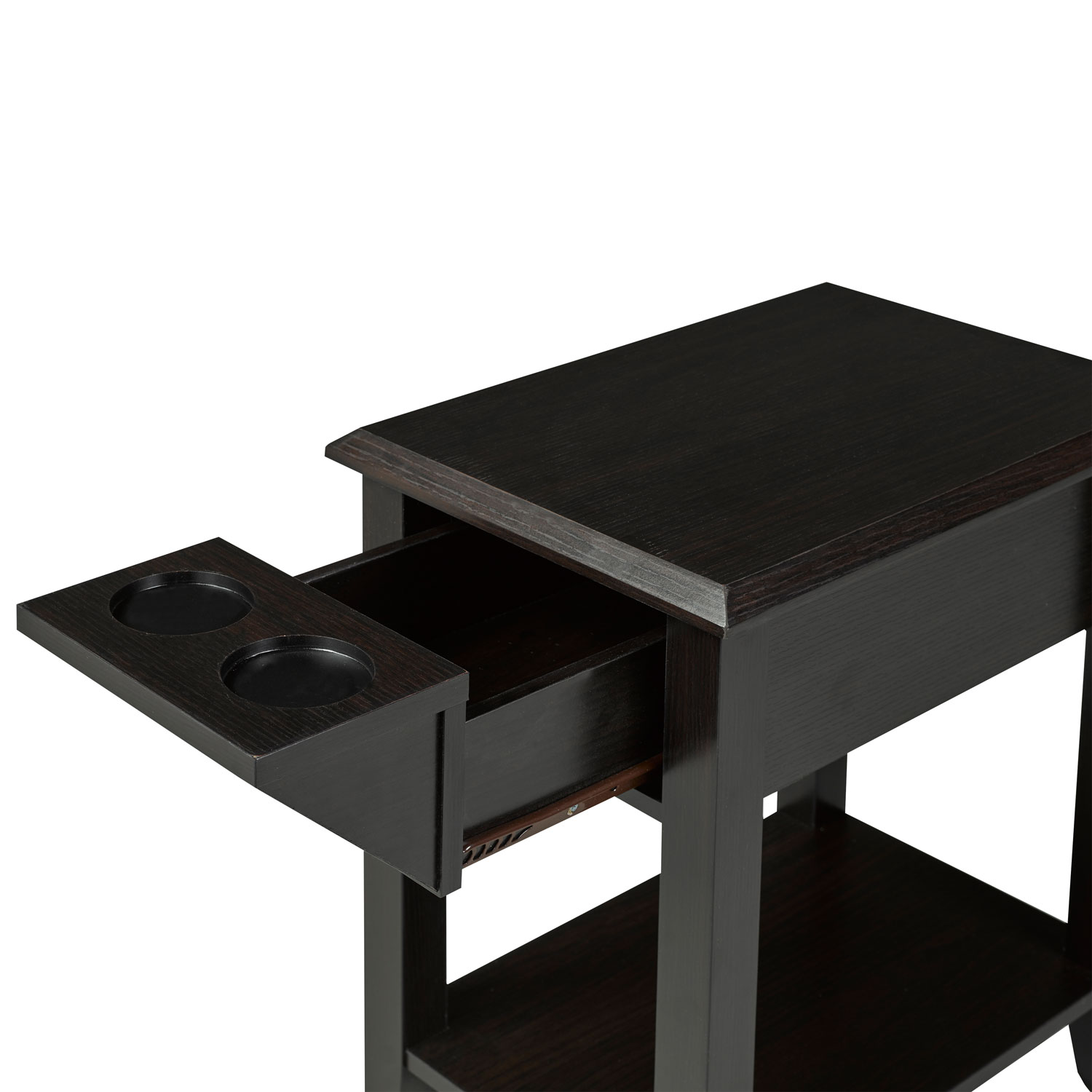 Meuble de téléphone contemporain rectangulaire avec rangement et porte-gobelets - Cerisier foncé