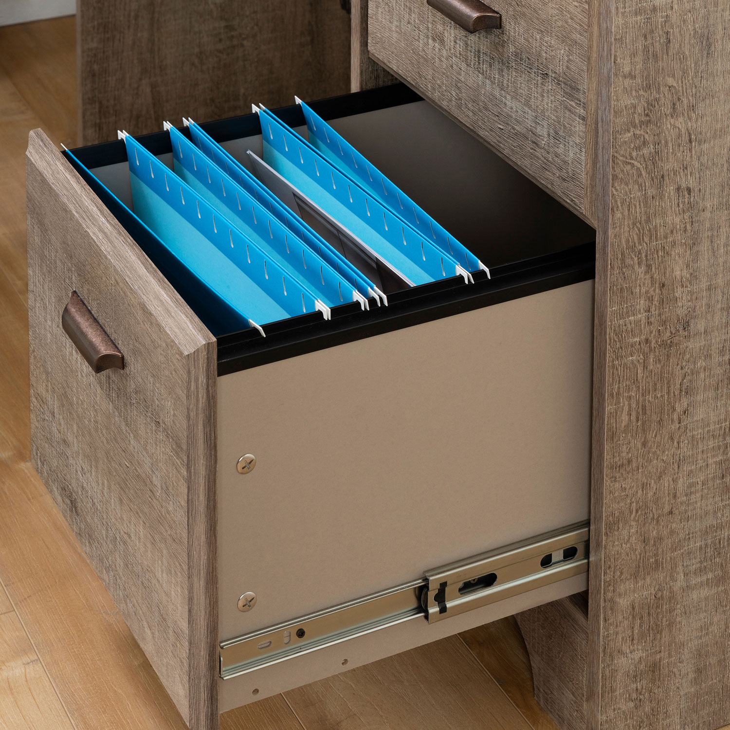 Versa Writing Desk with Hutch - Weathered Oak