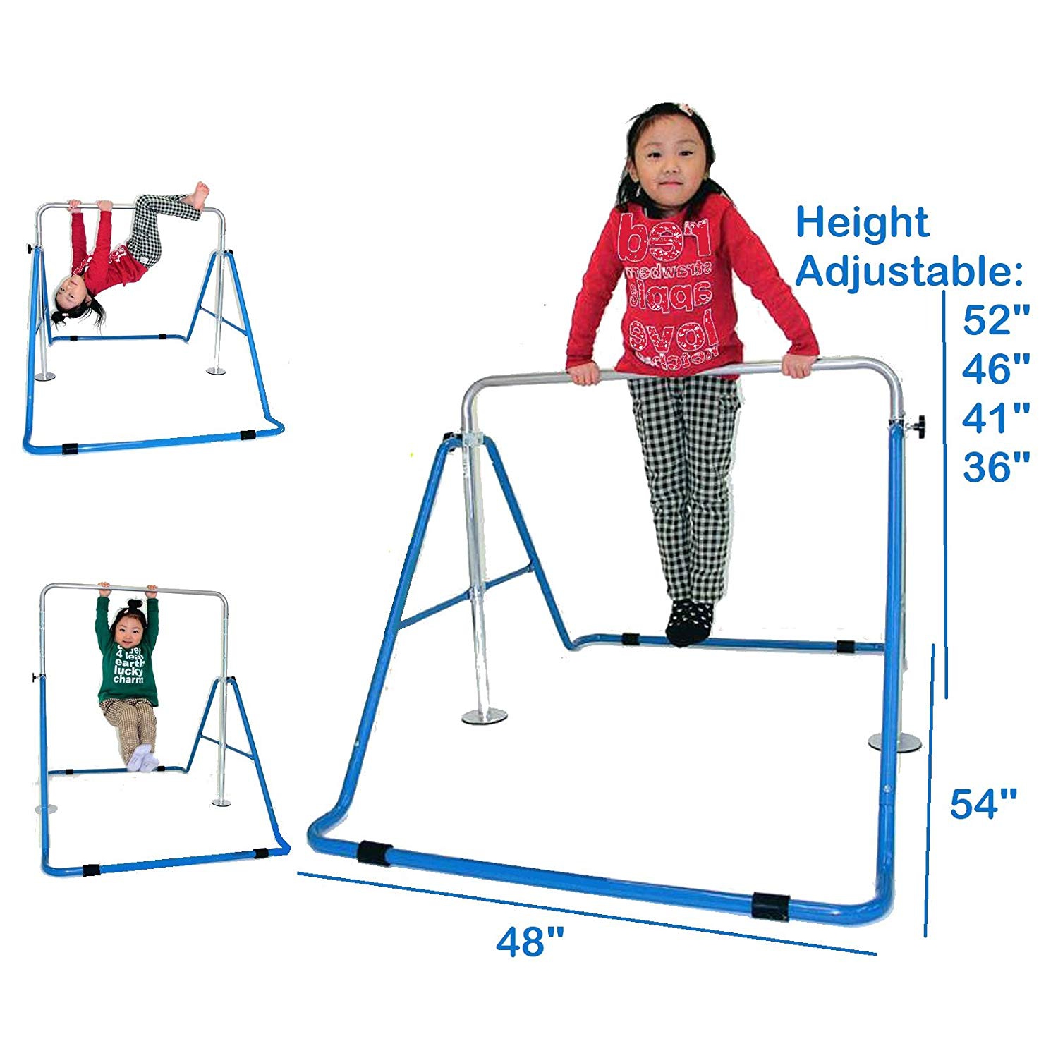 ProKidFit Kids Jungle Gym Monkey Bars Climbing Kip Bar PlayGround Expandable Junior Training Bar Indoor Blue