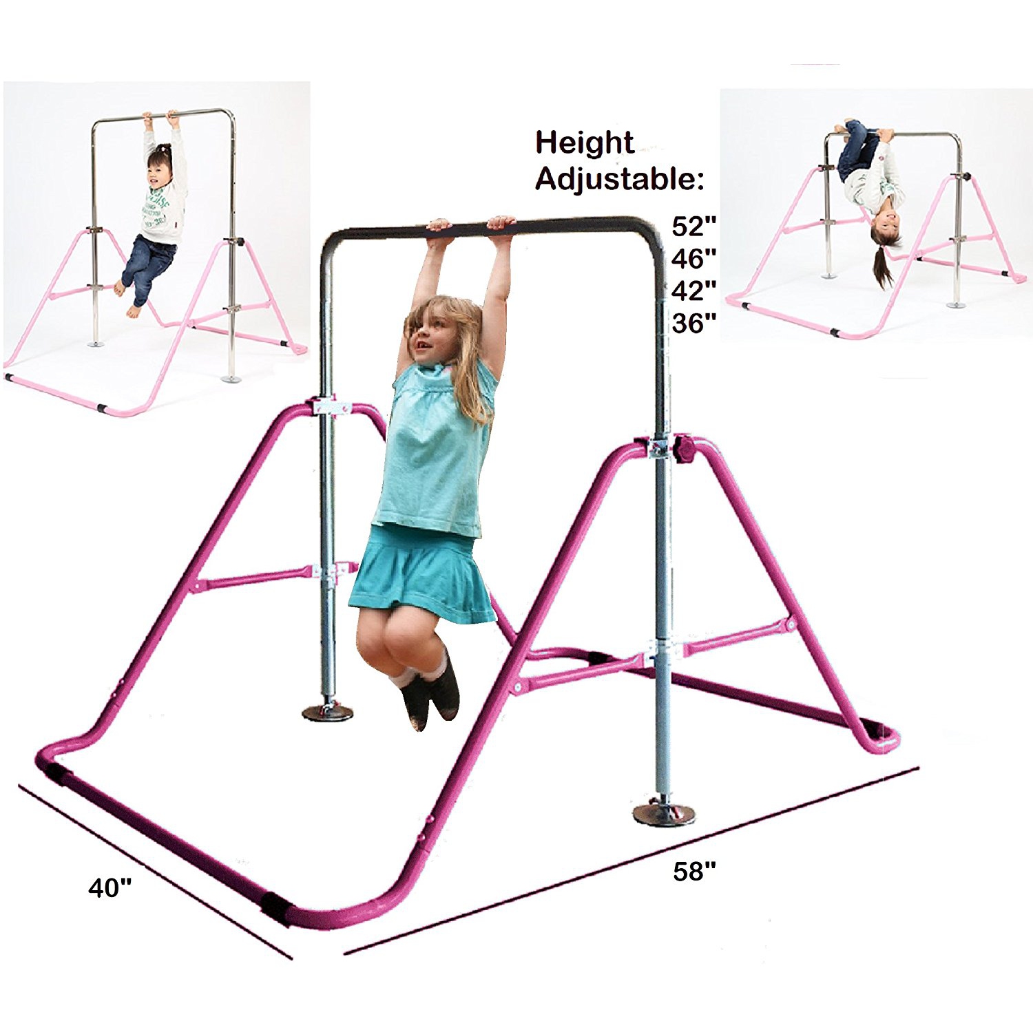 Barre d’entraînement pliable d’intérieur en forme de singe gymnastique Jungle Gym pour enfants de ProFitKid - Rose
