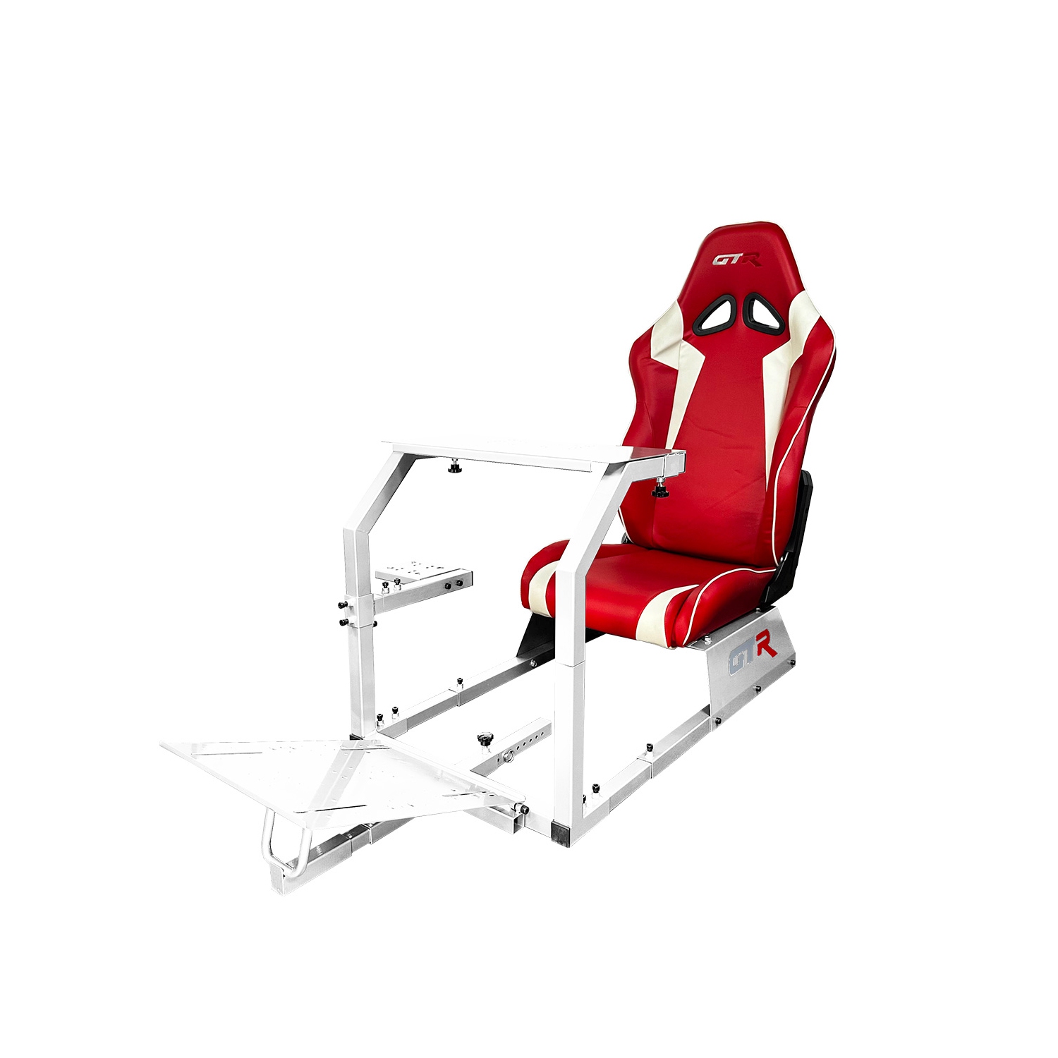 GTR Simulator GTA Model White Frame with Red/White Real Racing Seat