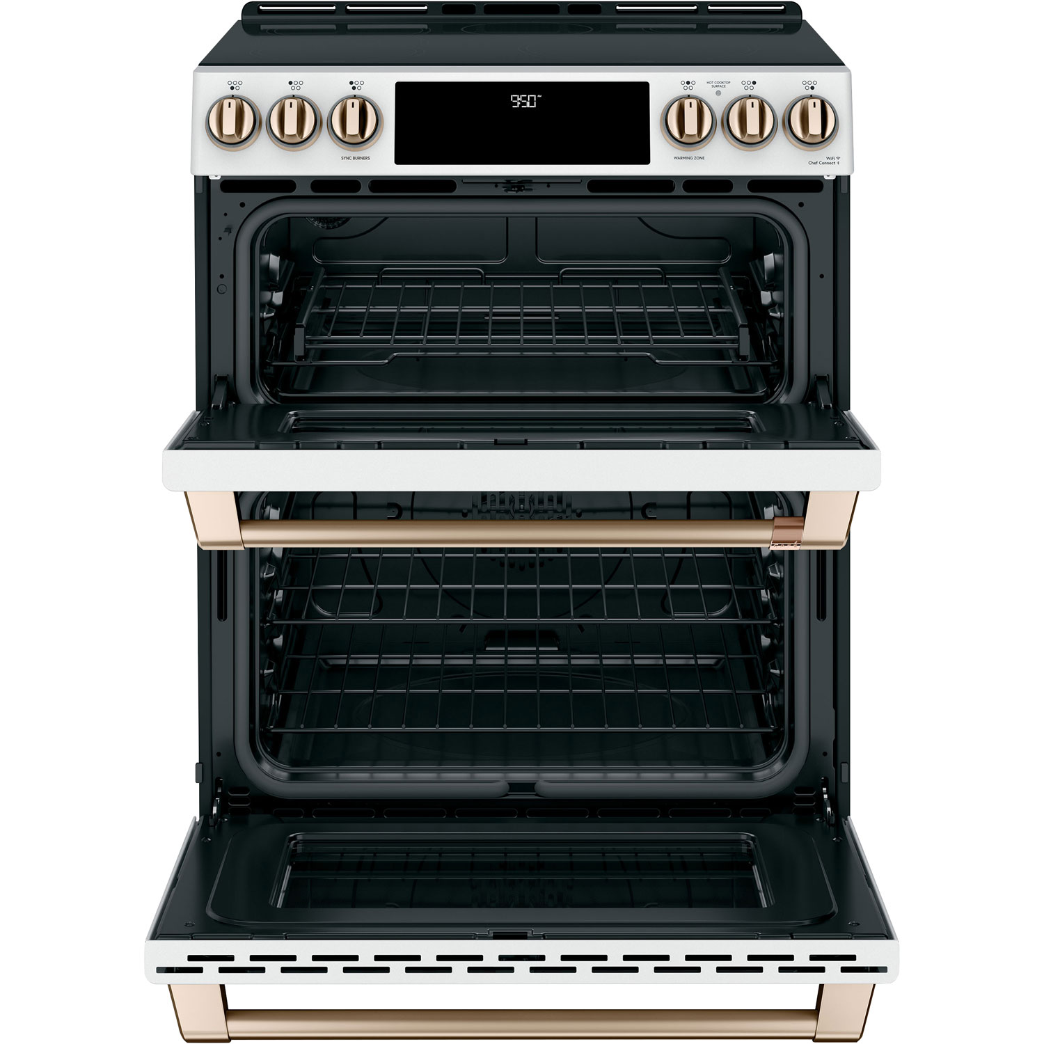 Cuisinière induction encastrable 5 éléments 2 fours convection 30 po Café -Blanc mat