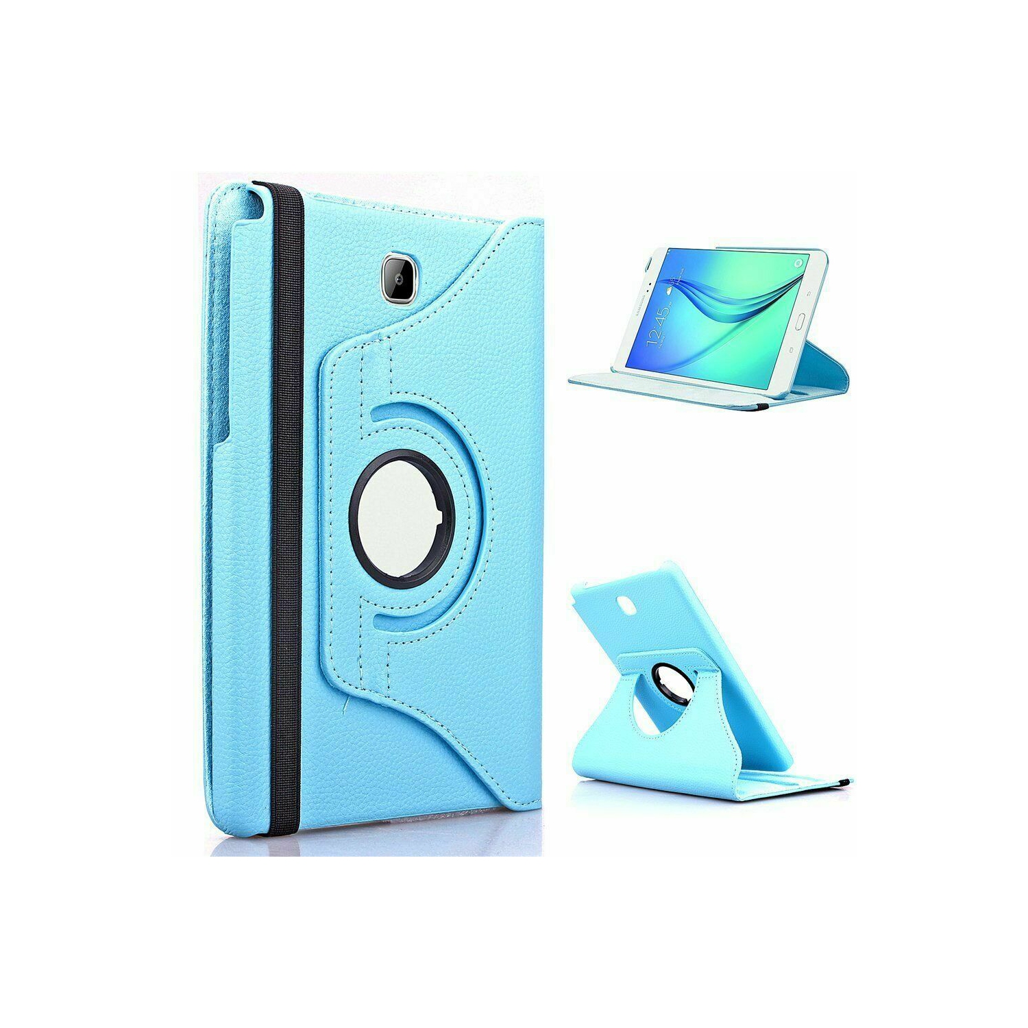 【CSmart】 360 Rotating Leather Tablet Case Smart Stand Cover for Samsung Tab A 8.0" 2017 T380 T385, Light Blue